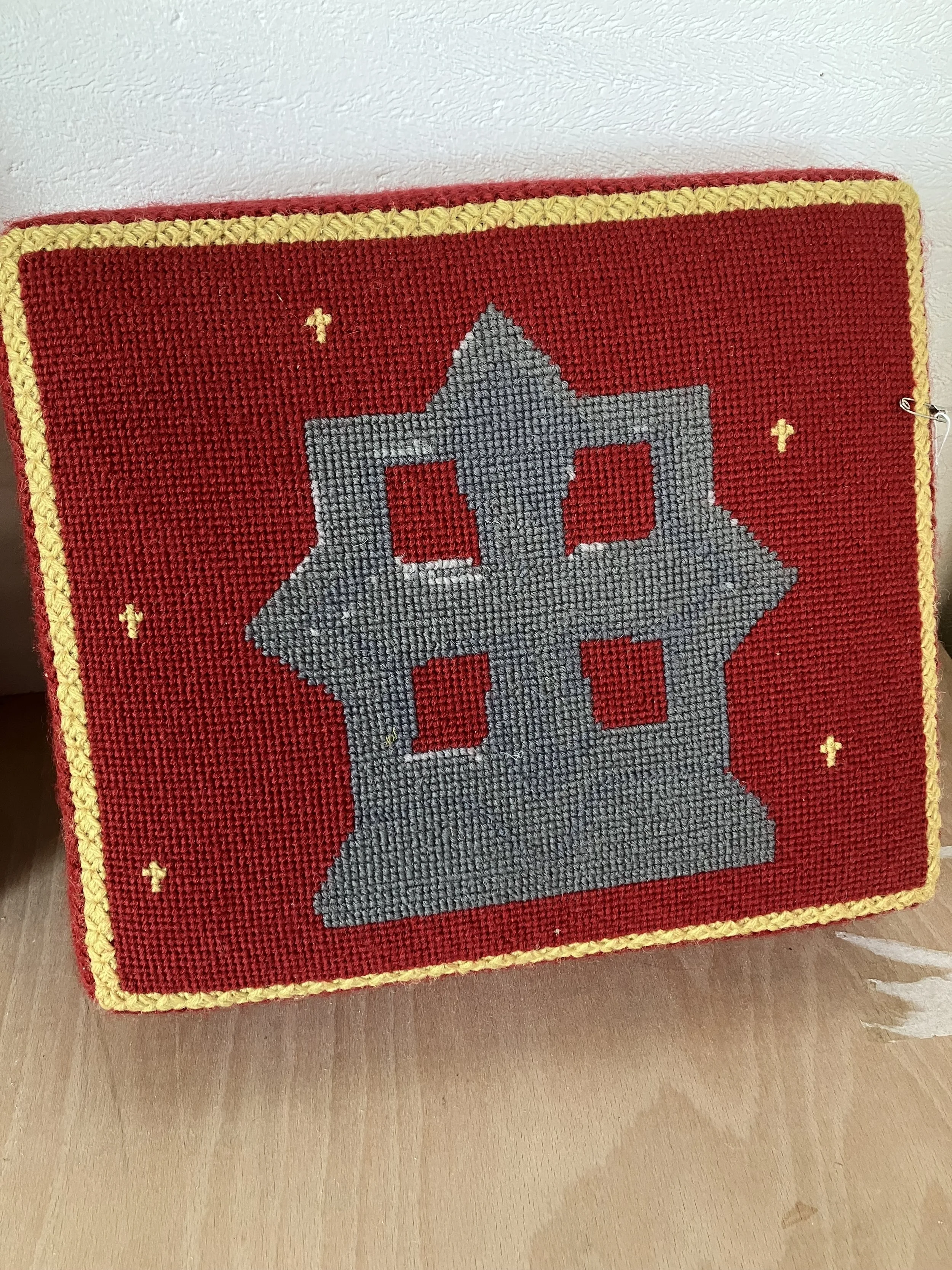 Vintage Needlepoint Church Kneeling Cushion