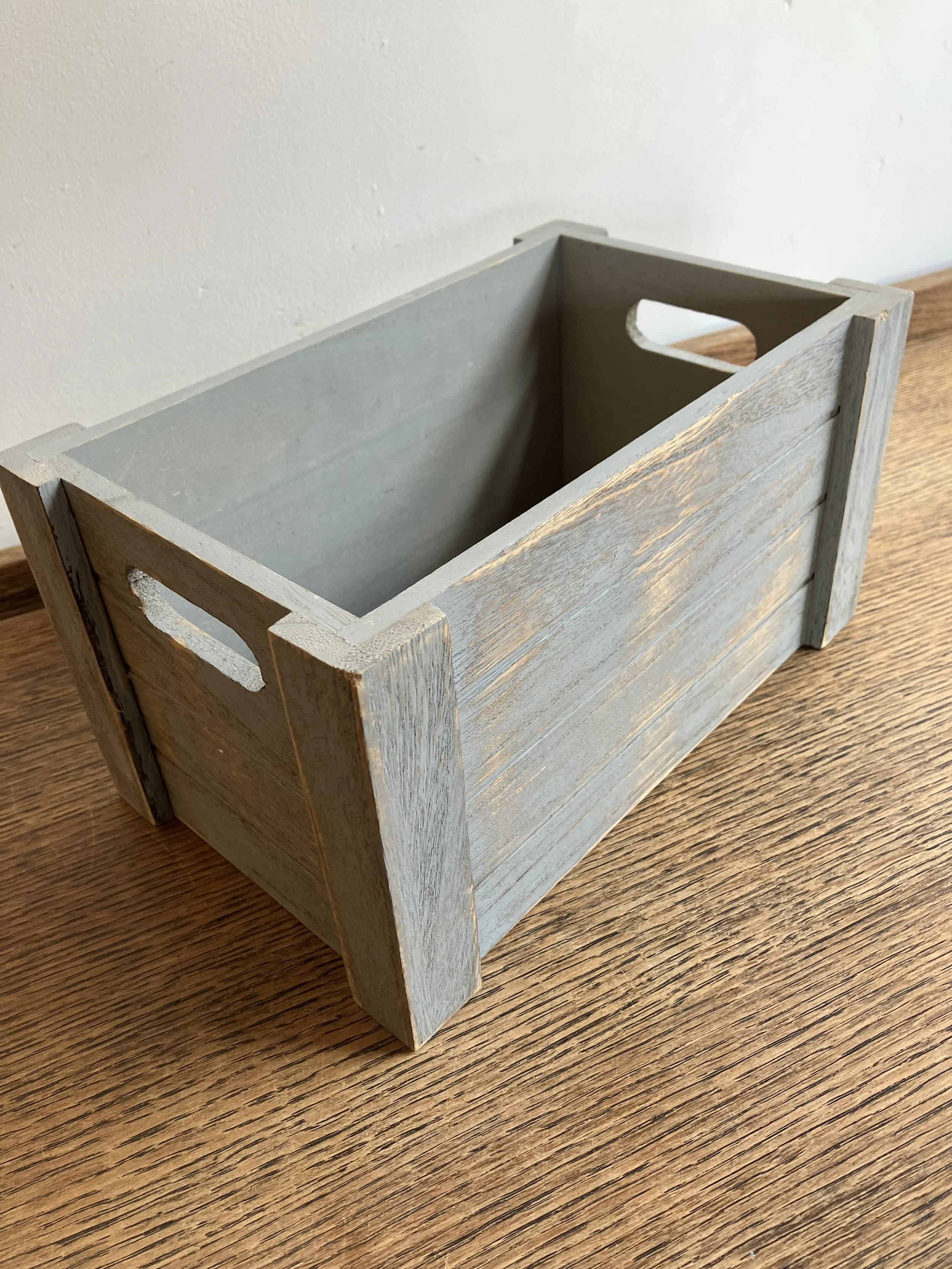 Small Rectangle Grey Washed Wooden Crate
