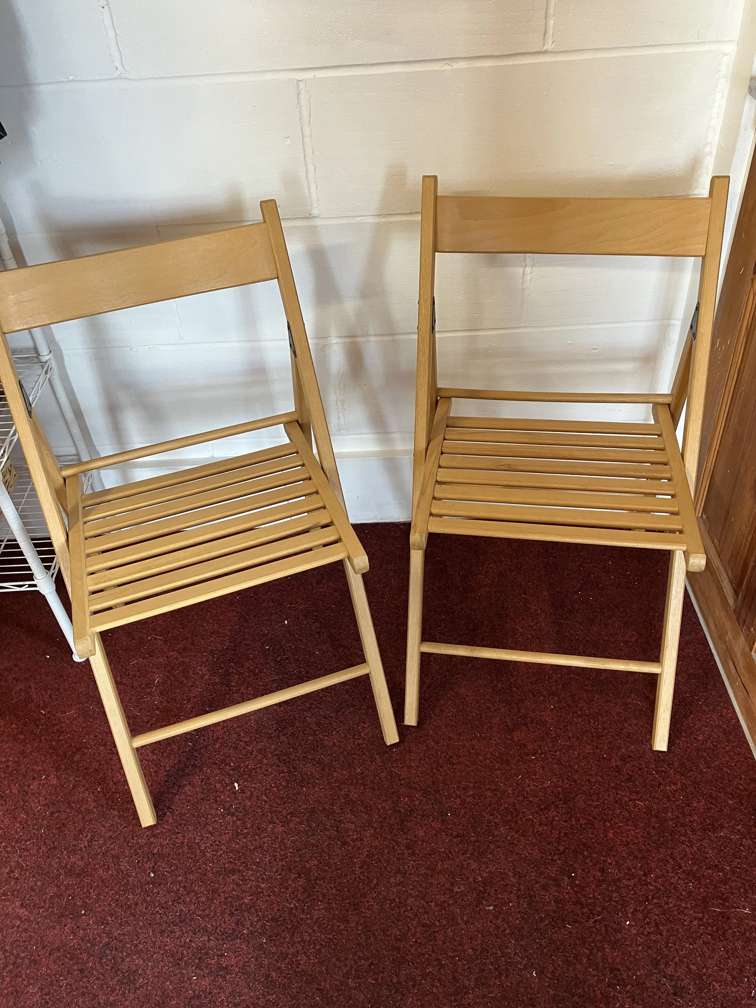 Pair of Beech Folding Kitchen Chairs