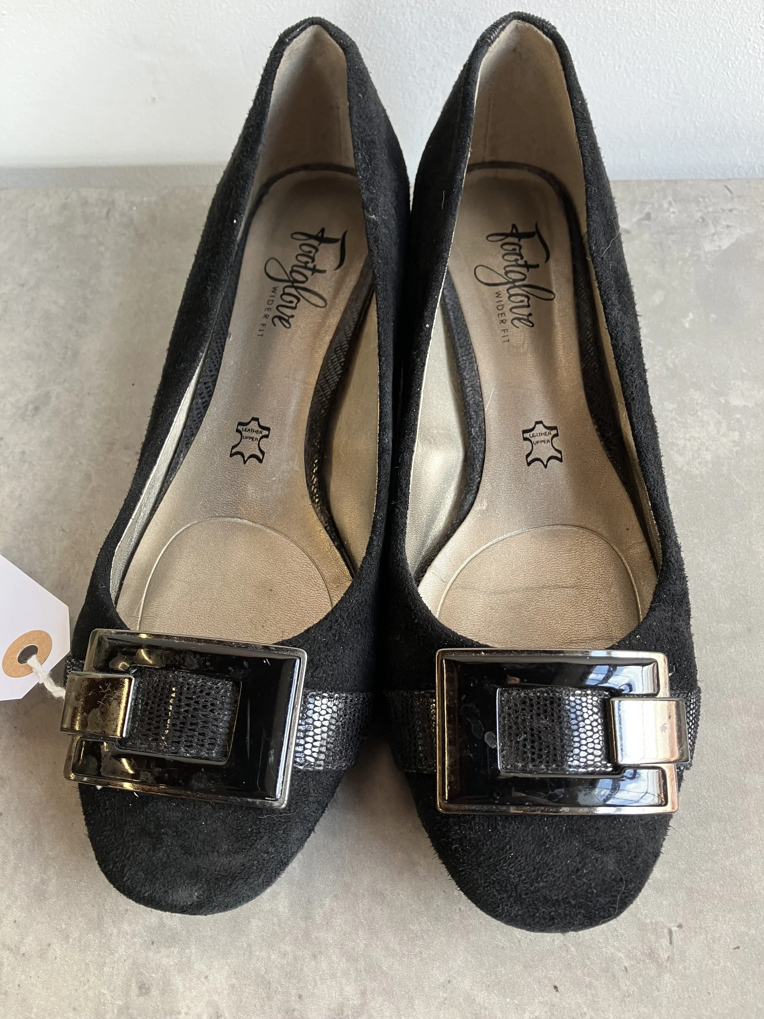Pair of Black Suede Low Heel Shoes by Footglove