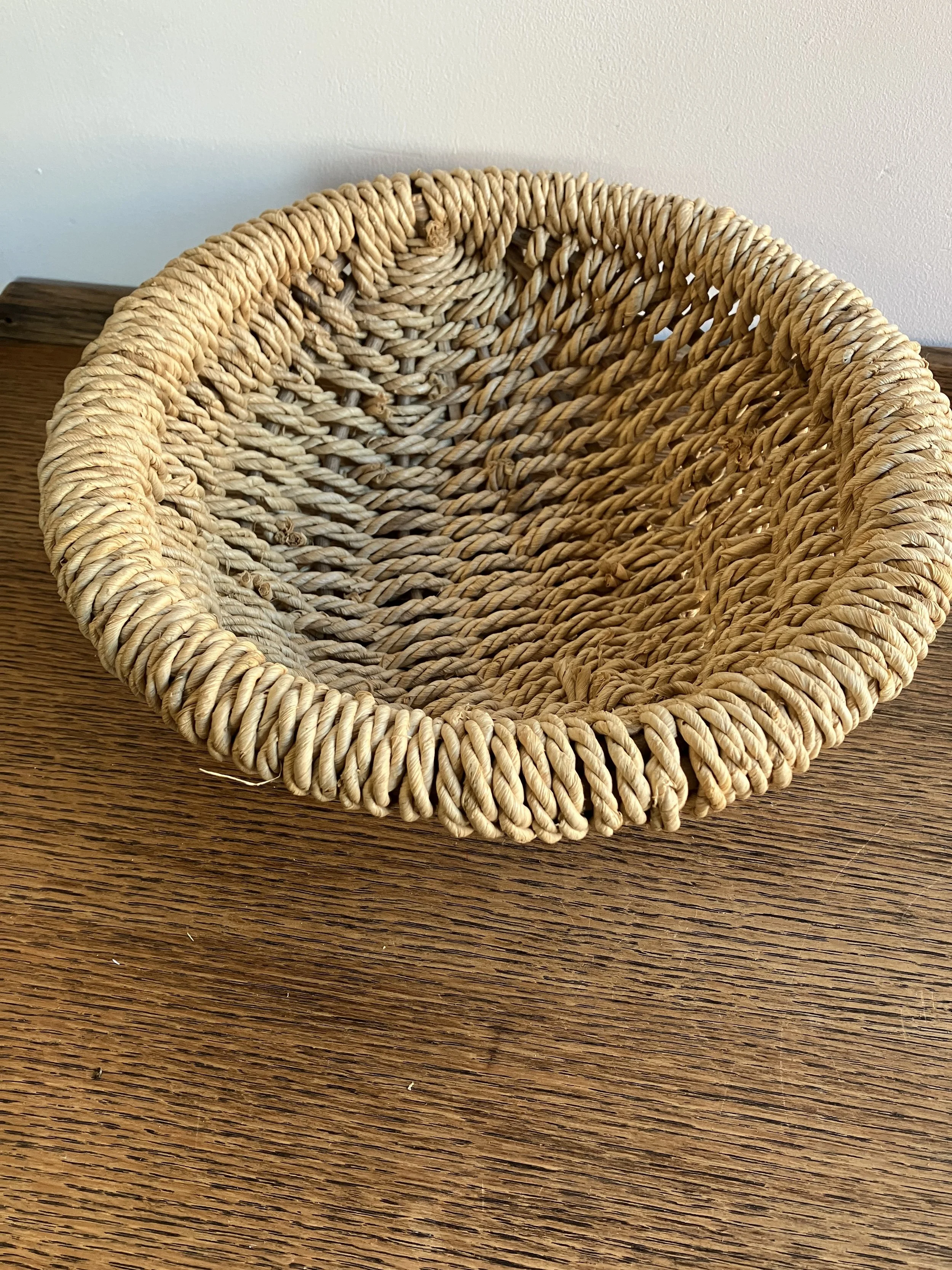 Small Woven Seagrass and Cane Fruit Bowl