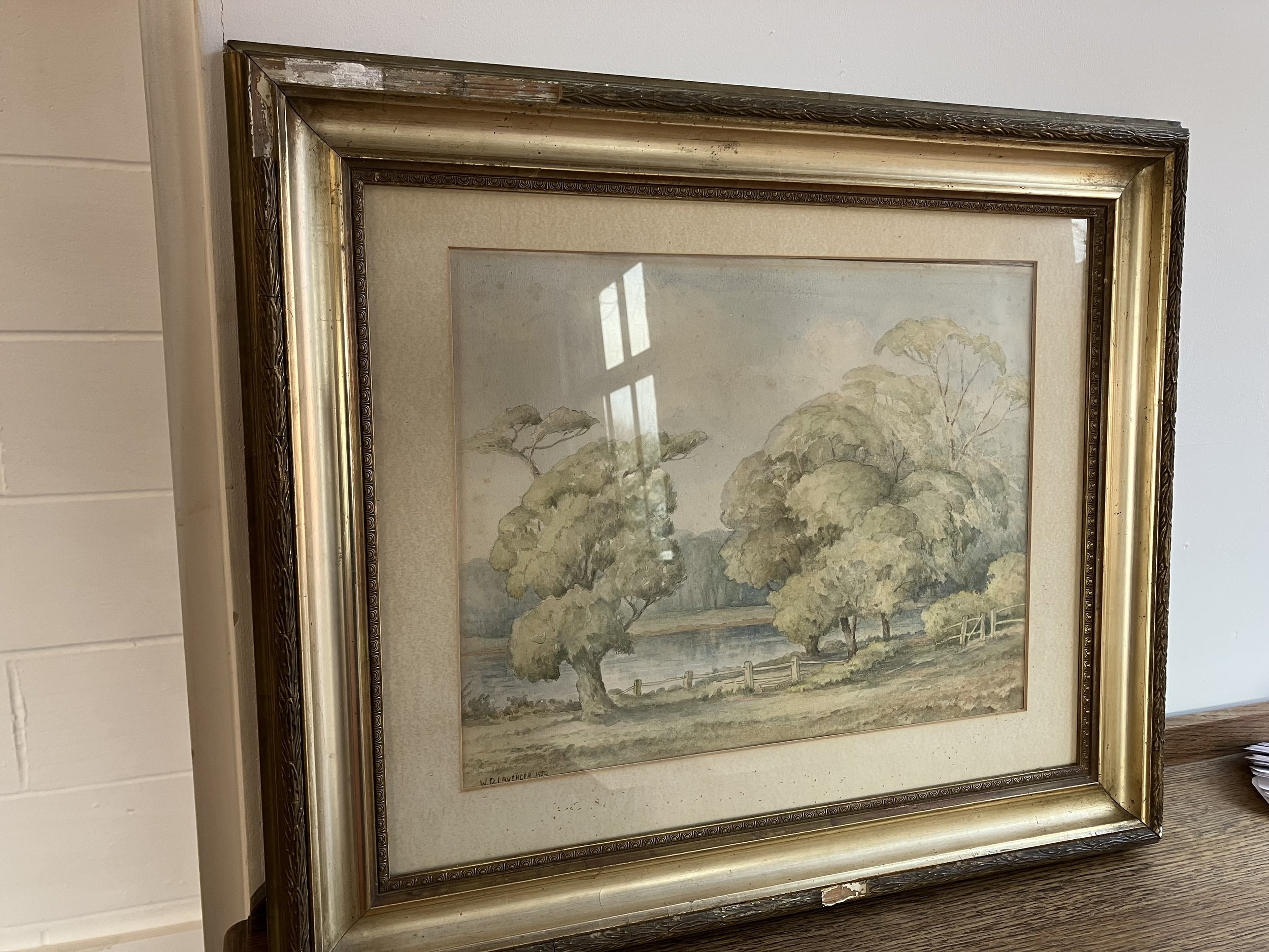 Framed Original Landscape Watercolour by W D Lavender 1950