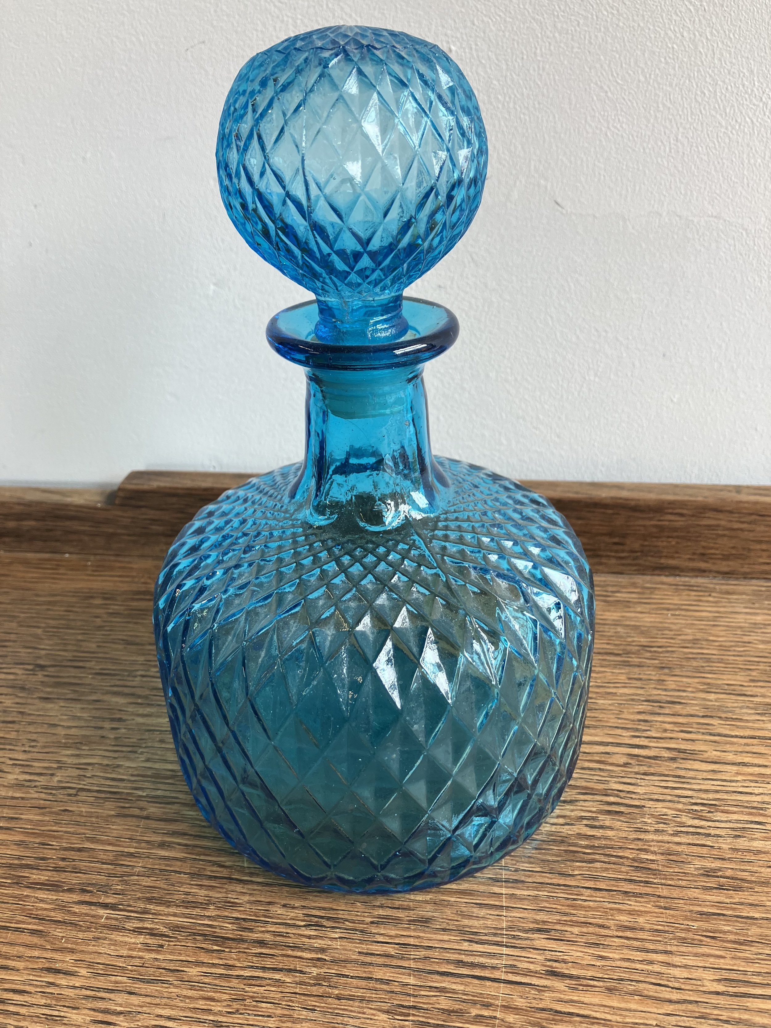 Italian Blue Glass Decanter Bottle with Stopper