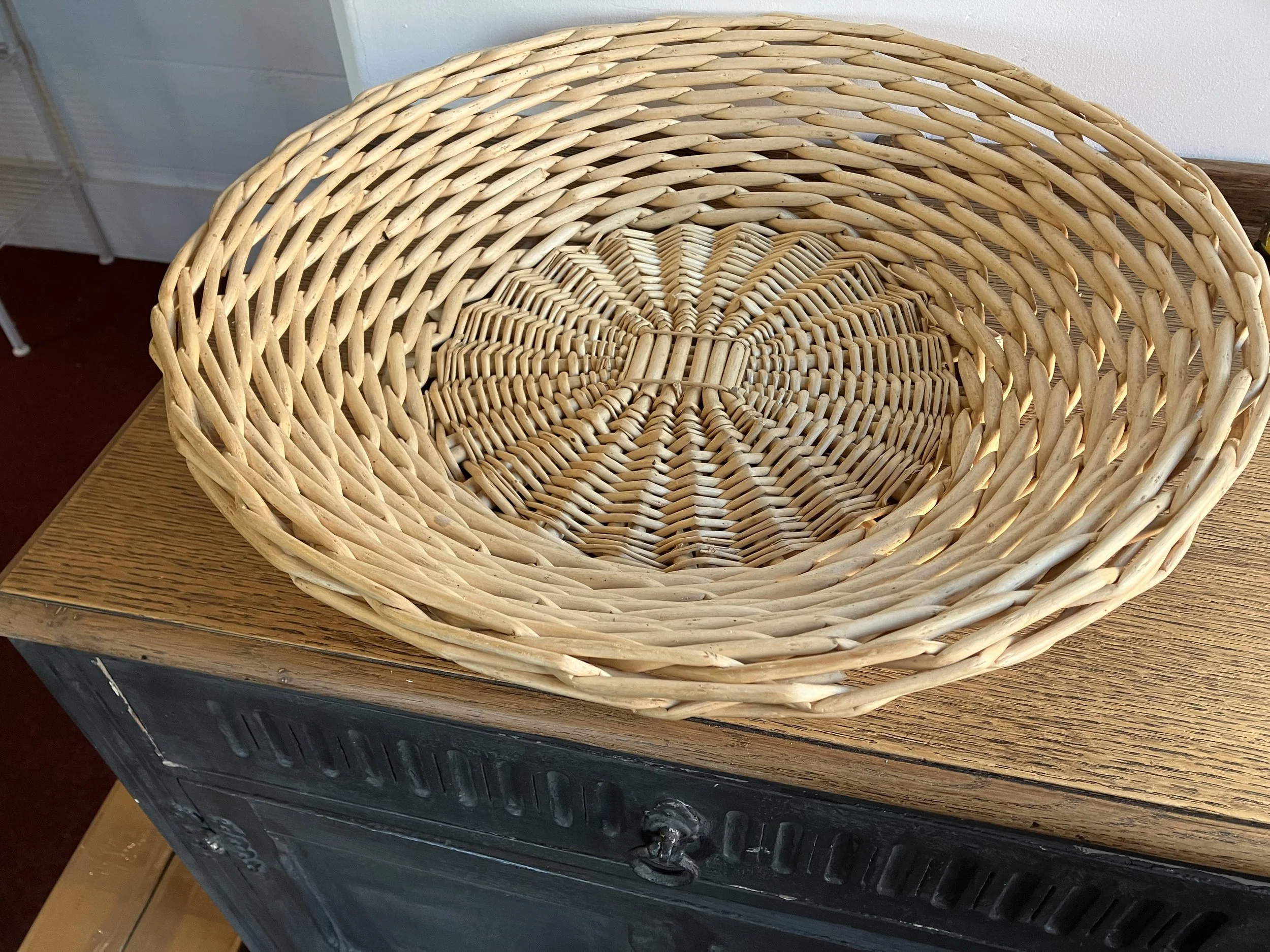 Large Round Woven Wicker Fruit Bowl