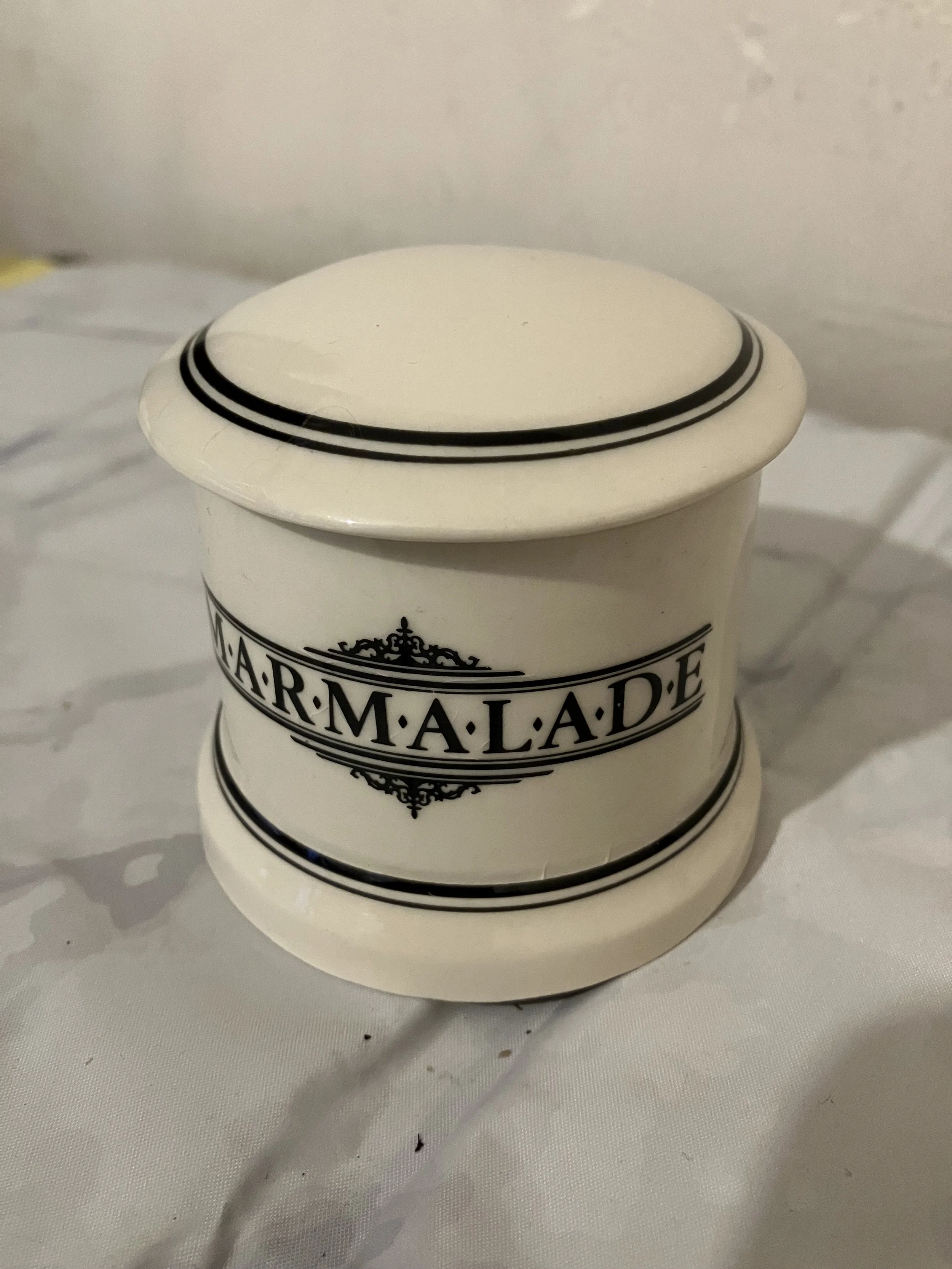 Small Cream and Black 1930's Marmalade Pot with Lid by Ditto