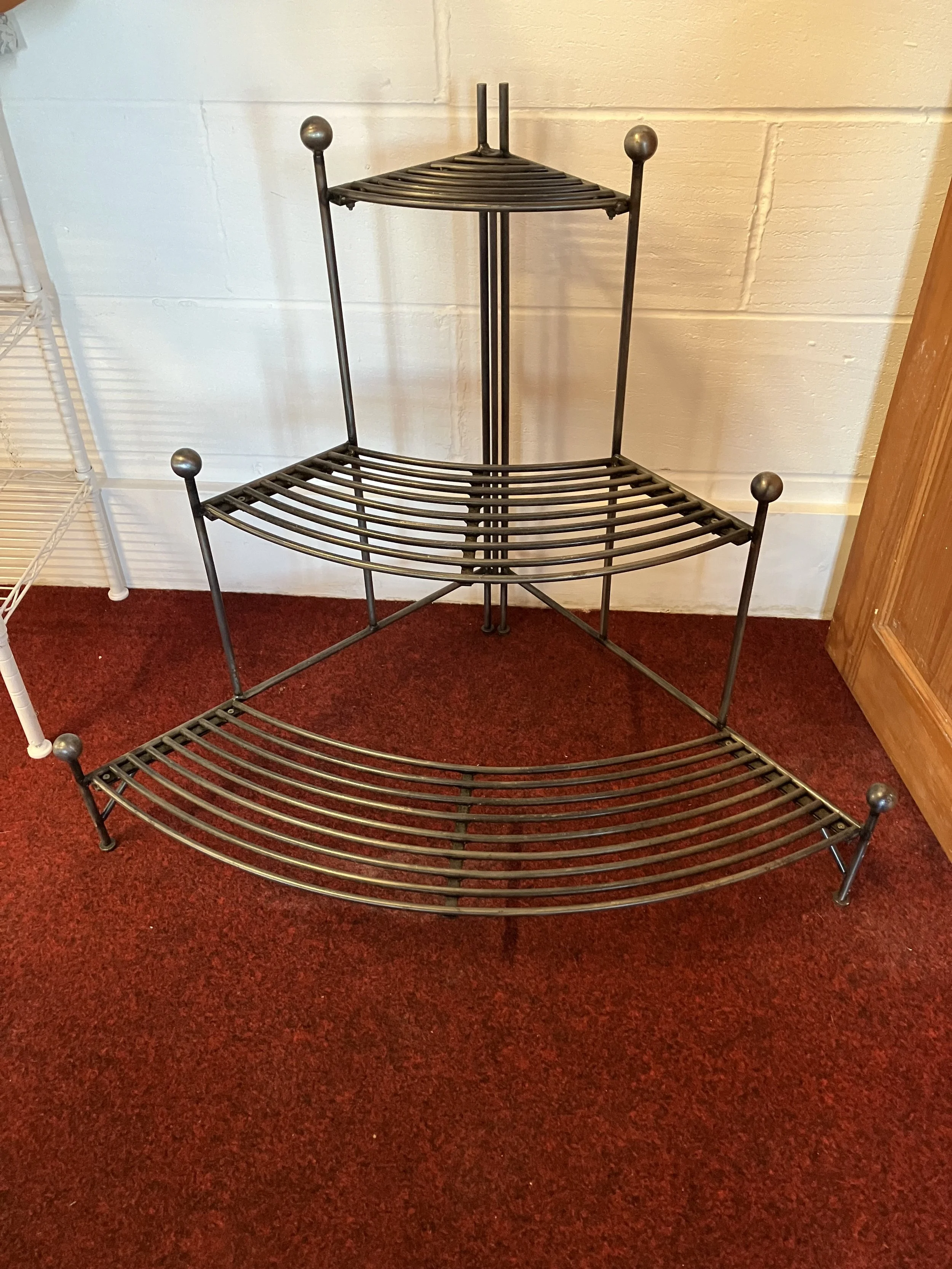 Loft 1850 Brushed Steel Corner Three Tier Plant Stand