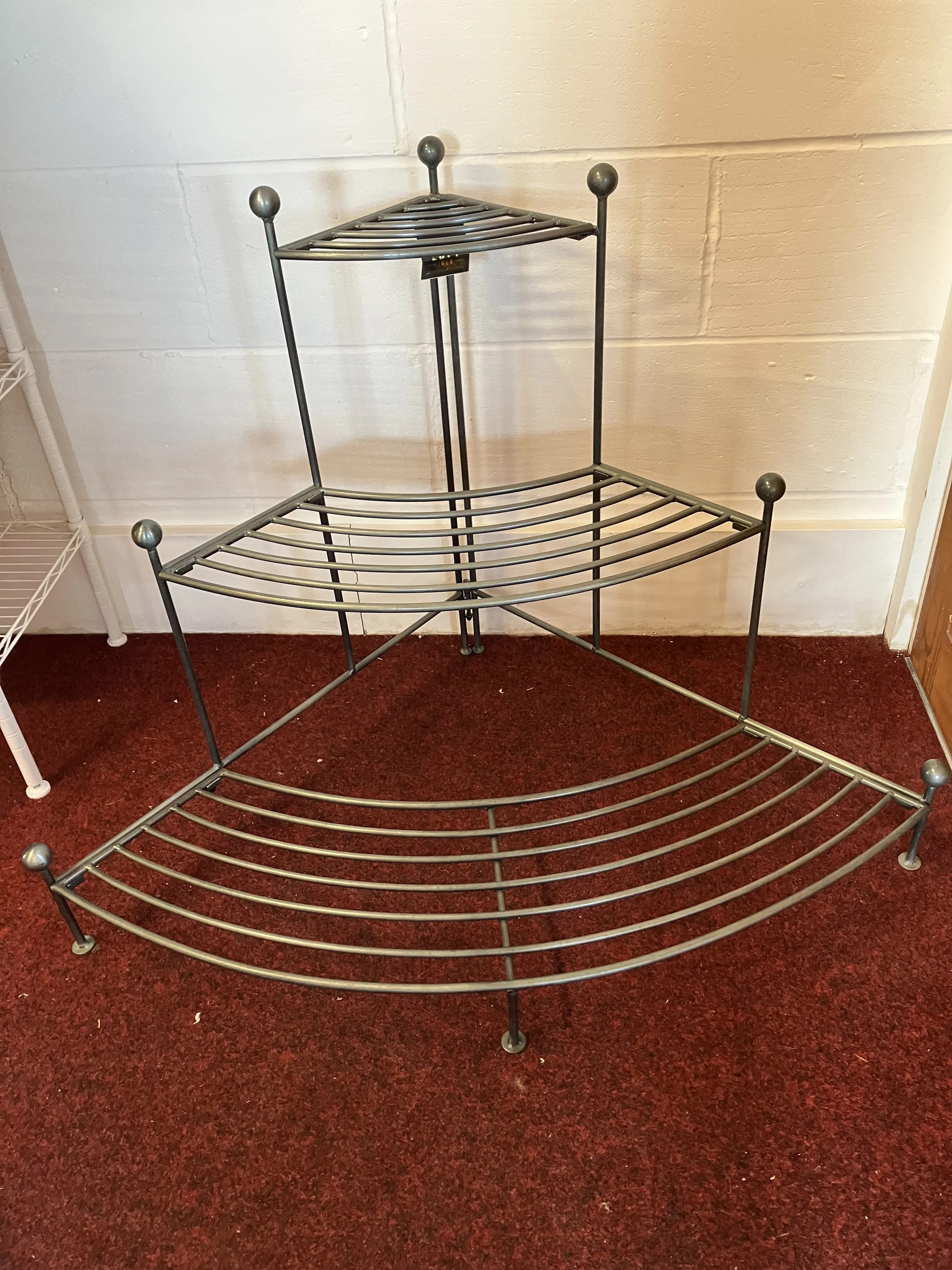 Loft 1850 Brushed Steel Three Tier Corner Plant Stand