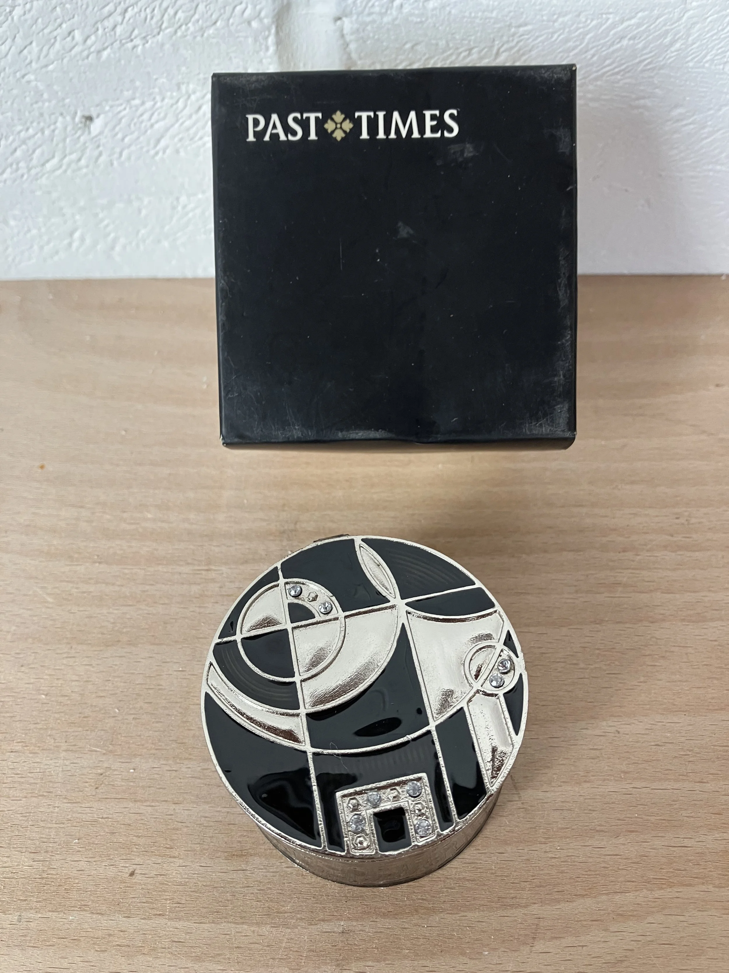 Past Times Art Deco Style Black and Silver Trinket Box