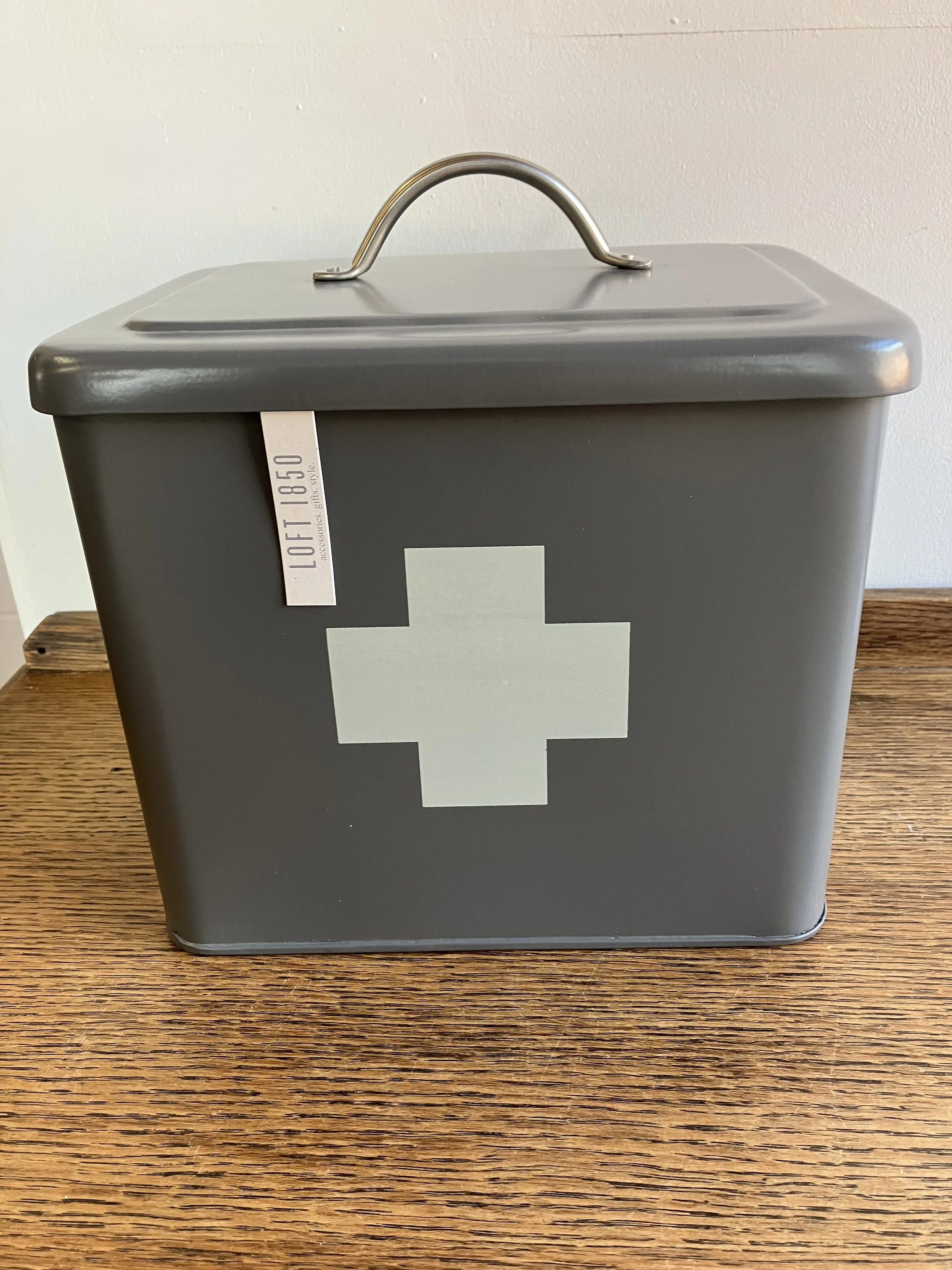 Loft 1850 Dark Grey Metal First Aid Box with Tray