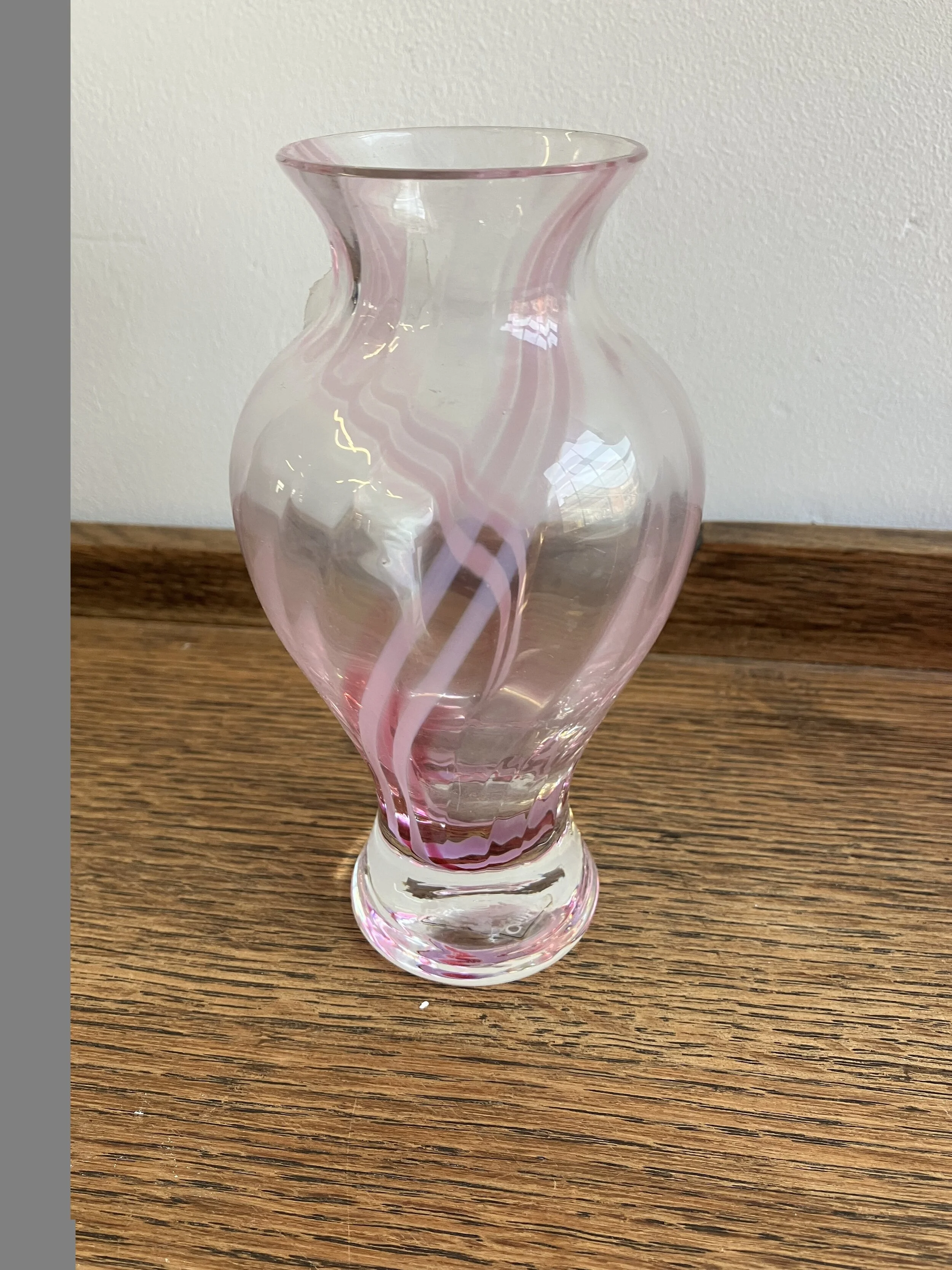 Caithness Art Glass Pink Swirl Posy Bud Vase