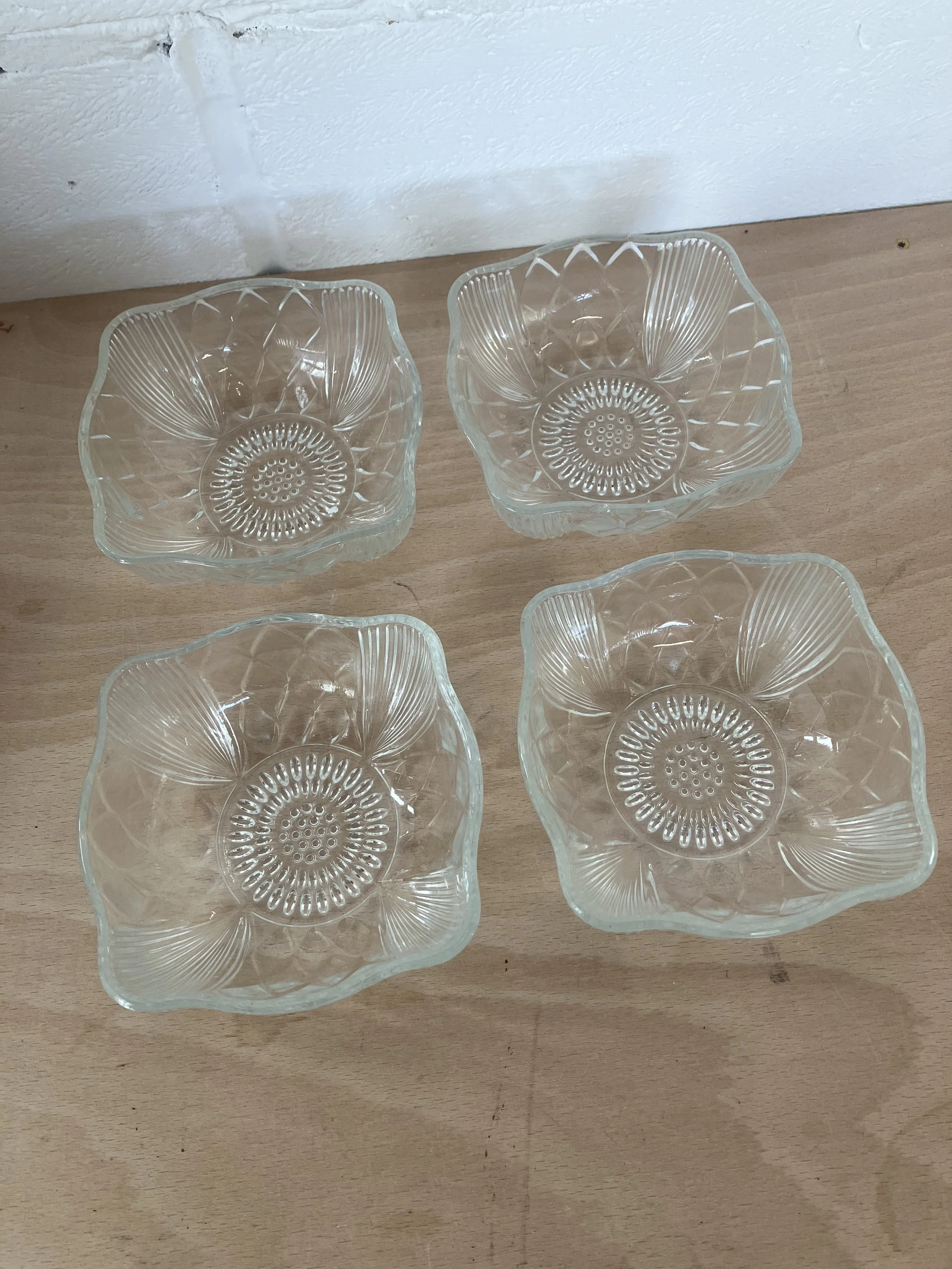Set of Four Vintage Square Dessert Bowls
