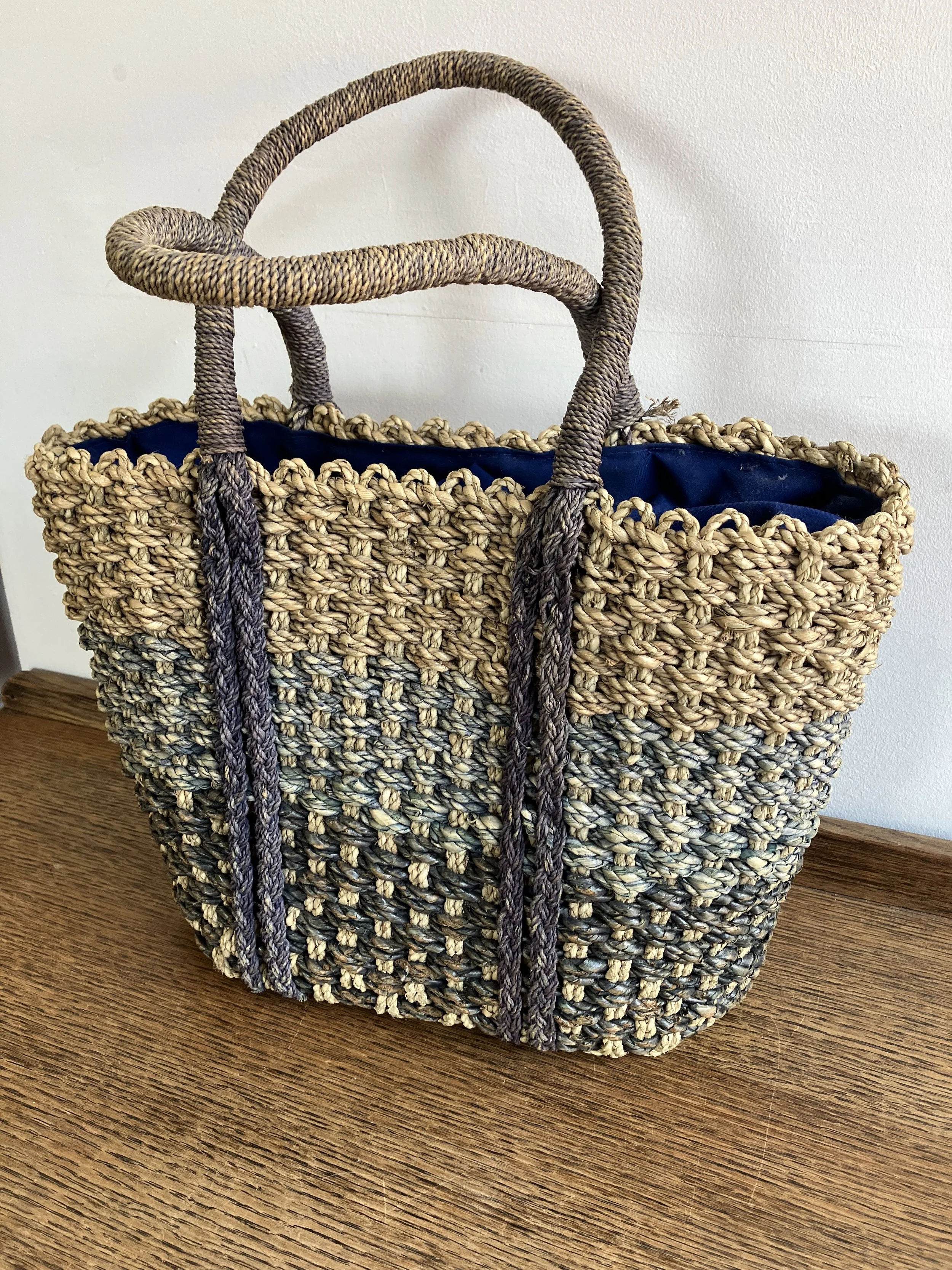 Vintage Style Woven Seagrass Tote Bag
