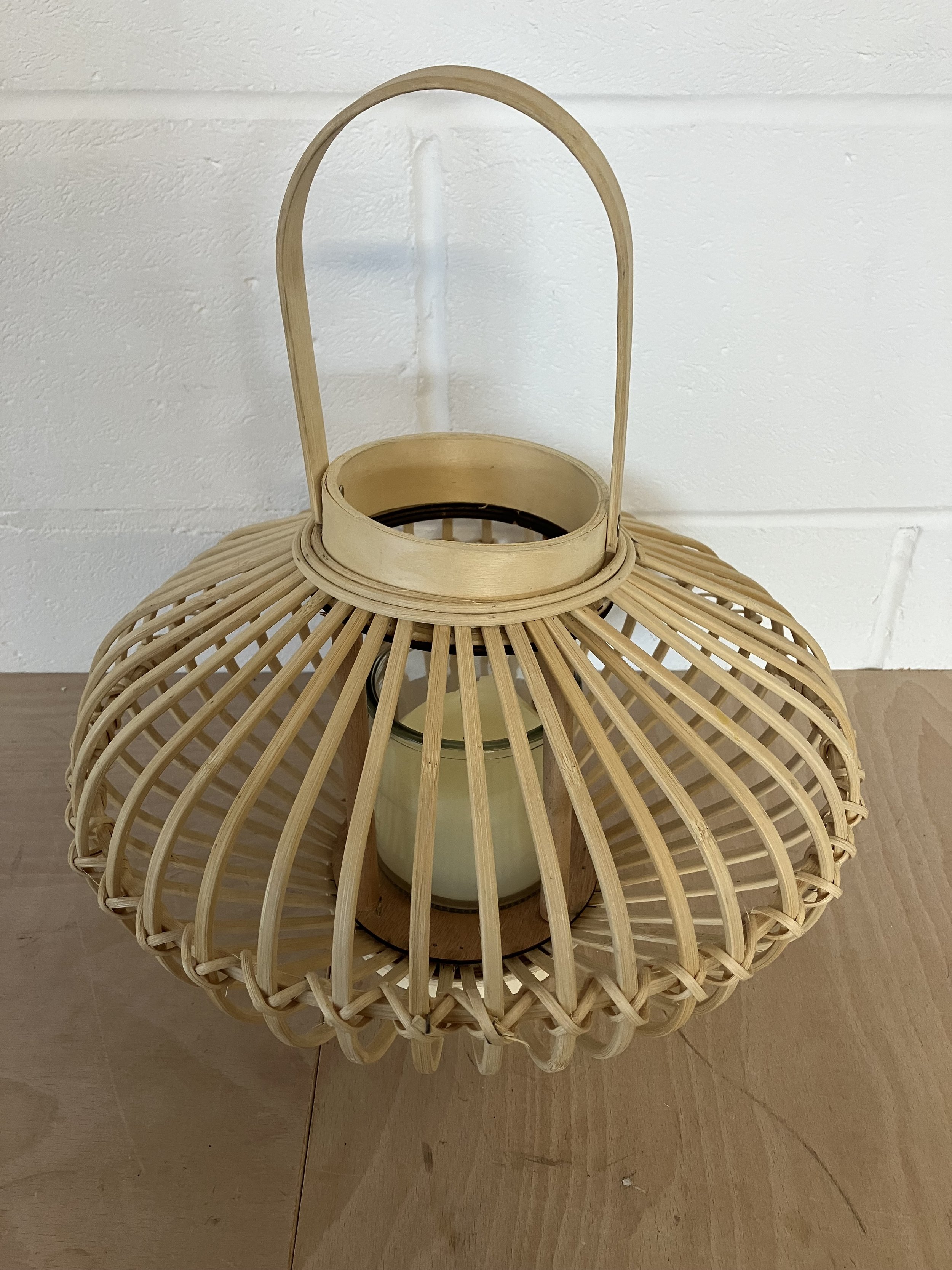 Balsa Wood Globe Shaped Lantern with Carrying Handle