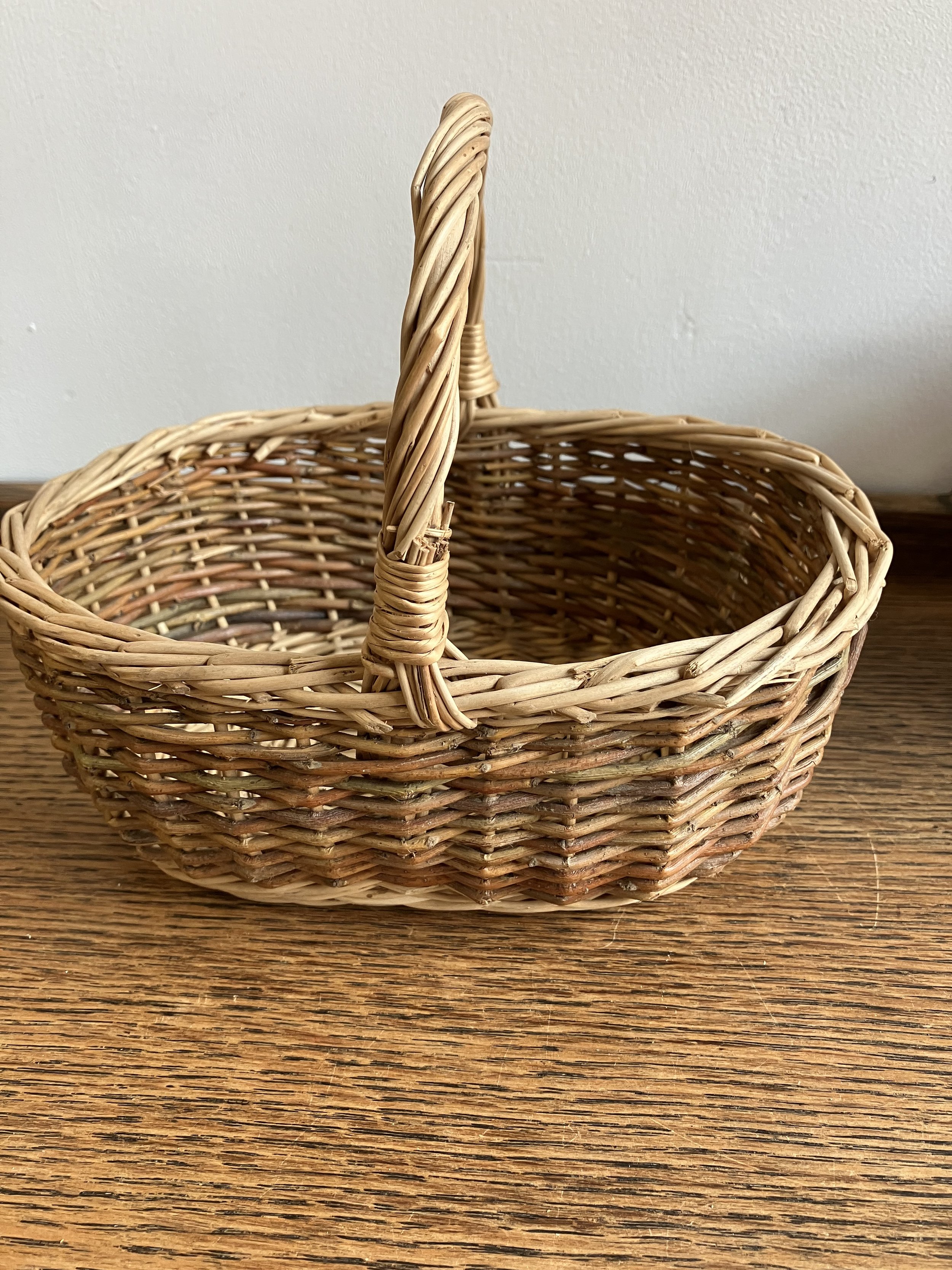 Mini Oval Woven Wicker Basket with Handle