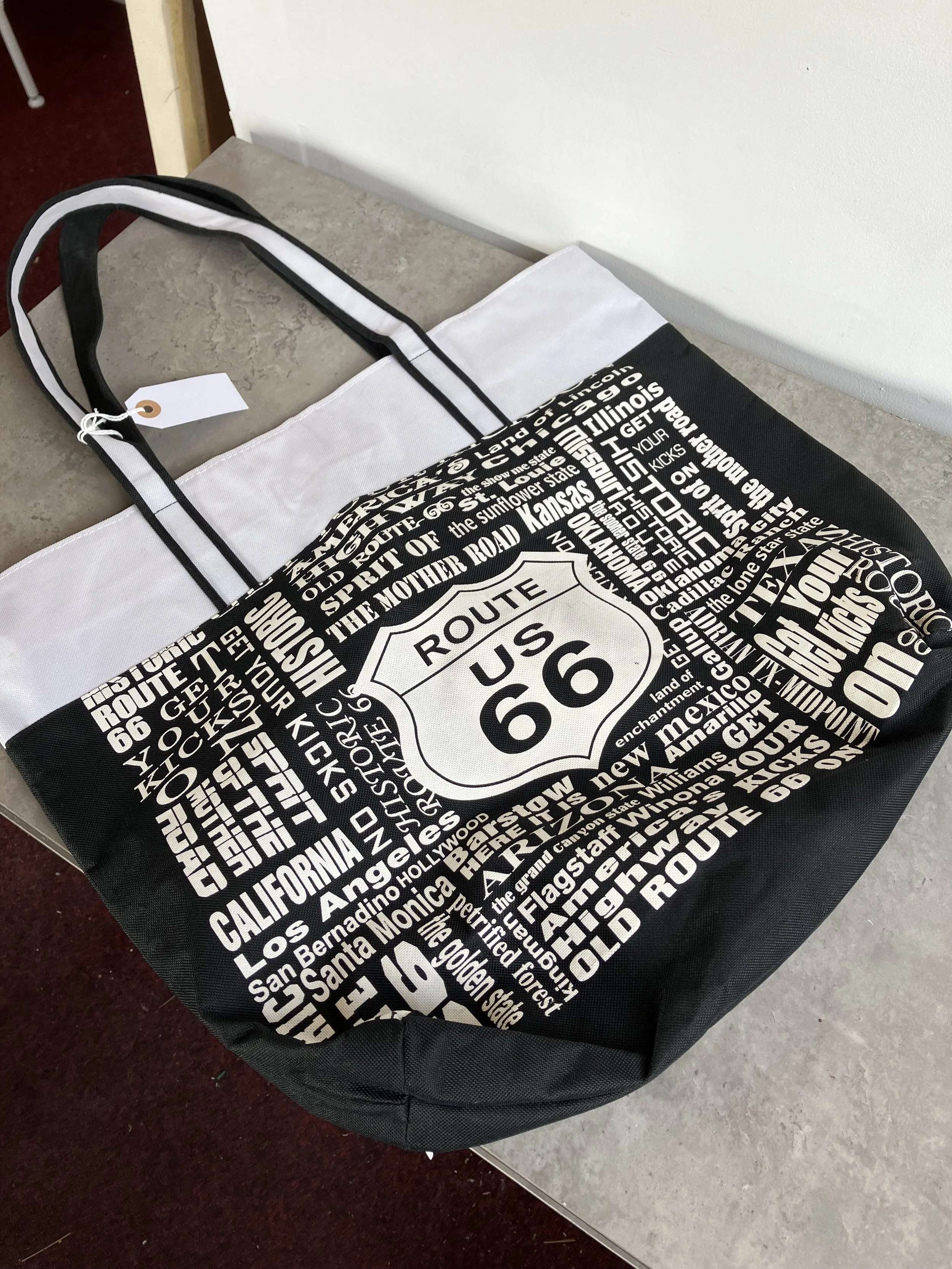 Black and White American Route 66 Tote Bag