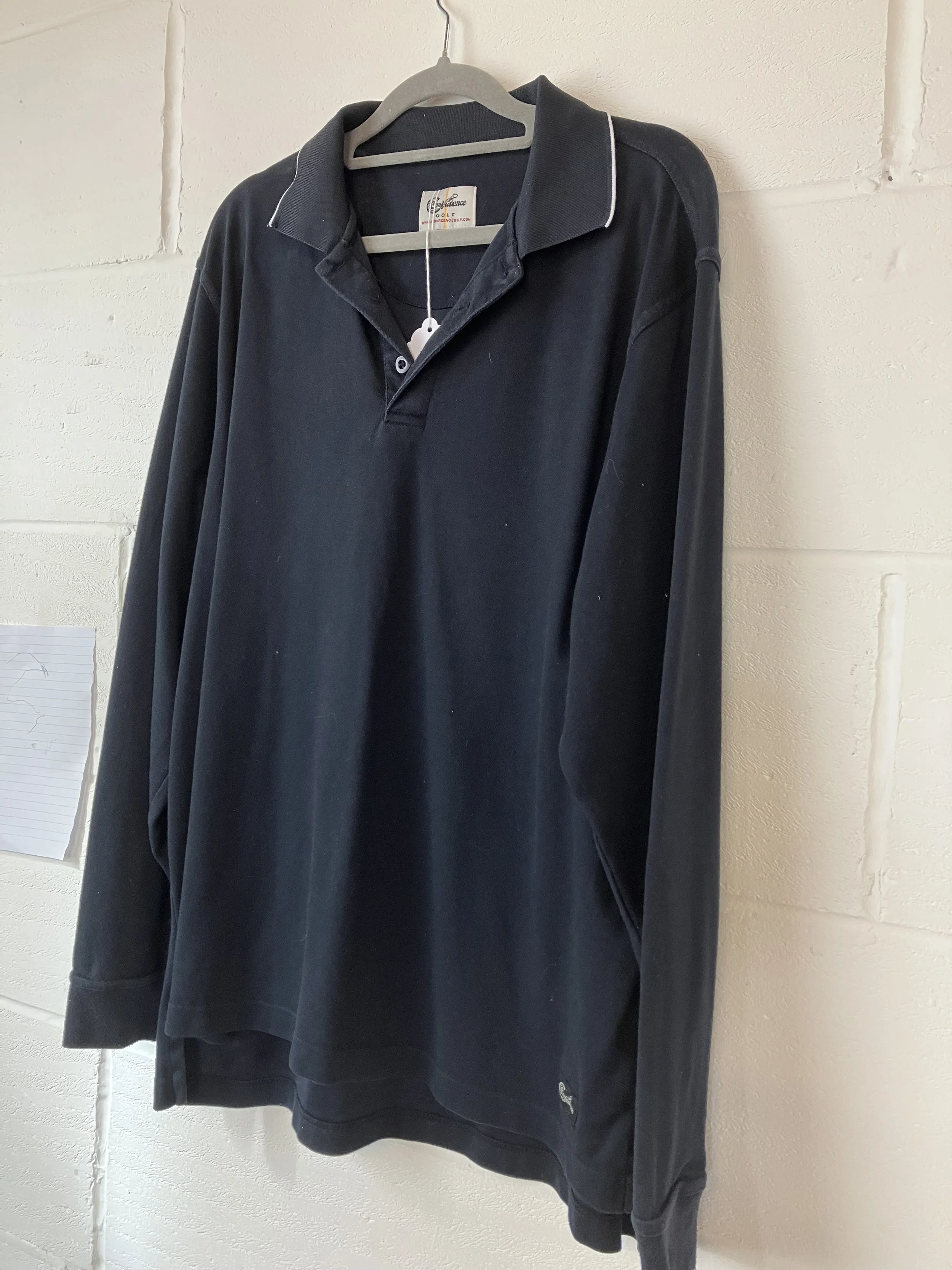 Confidence Golf Men's Navy Blue Long Sleeved Top with Collar