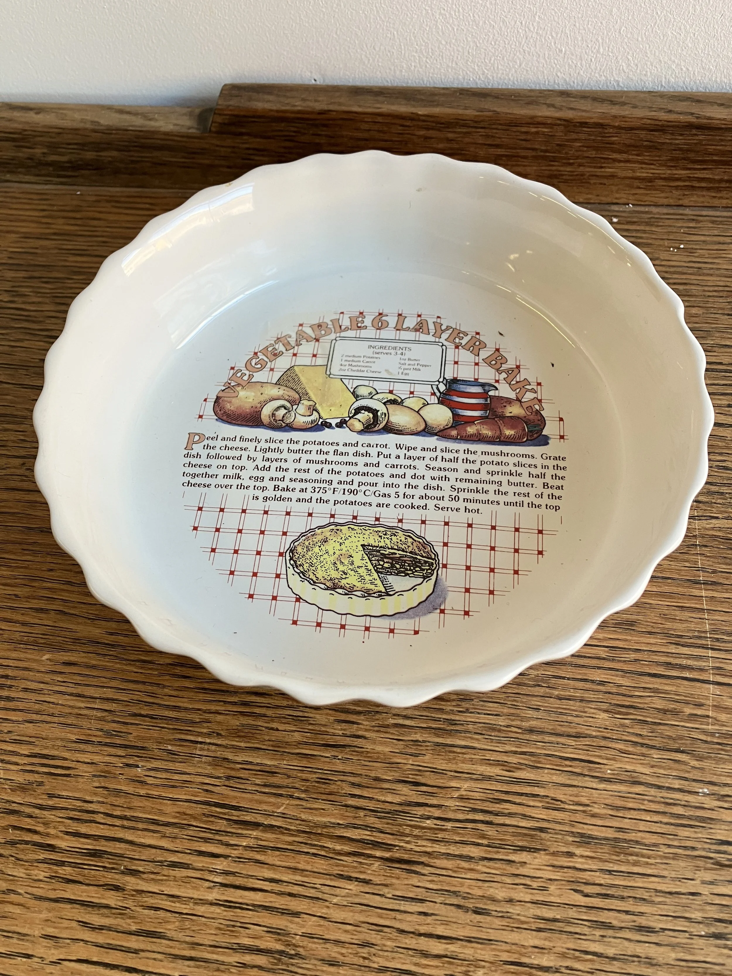 Small White Ceramic Vegetable Layer Bake Dish