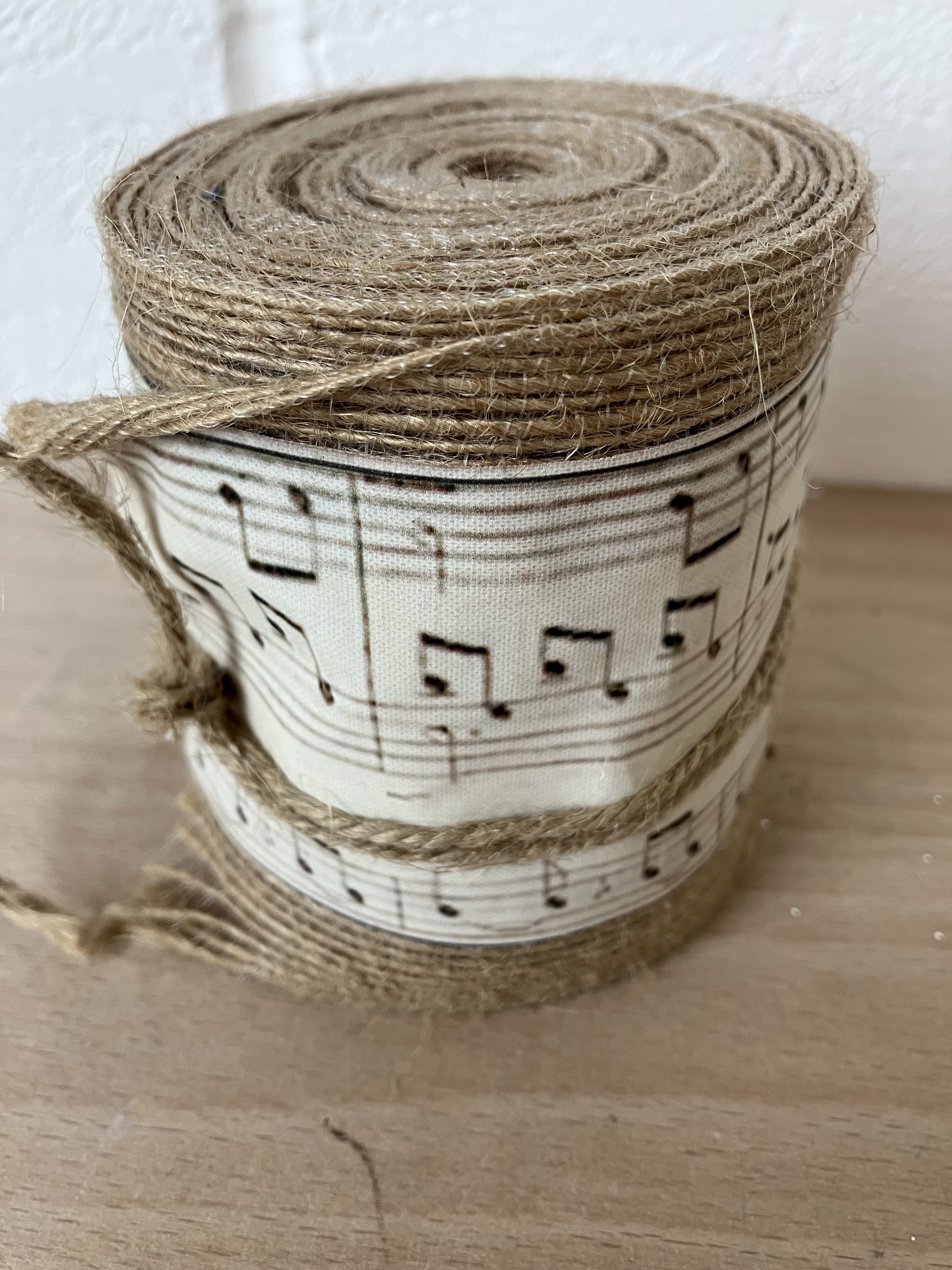 Roll of Hessian Fabric with Musical Notes Decoration