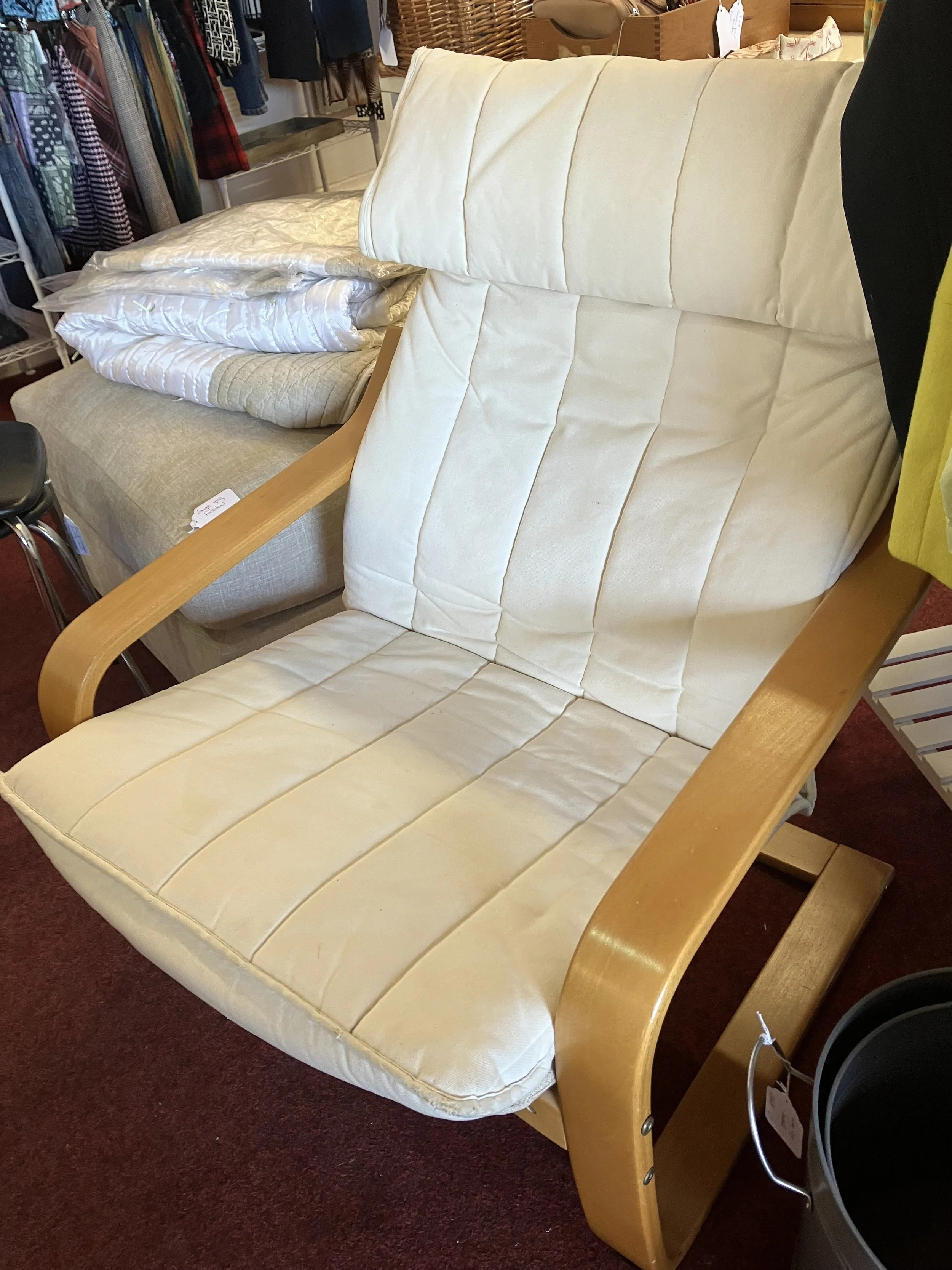 Ikea Poang Armchair with White Fabric Cushion