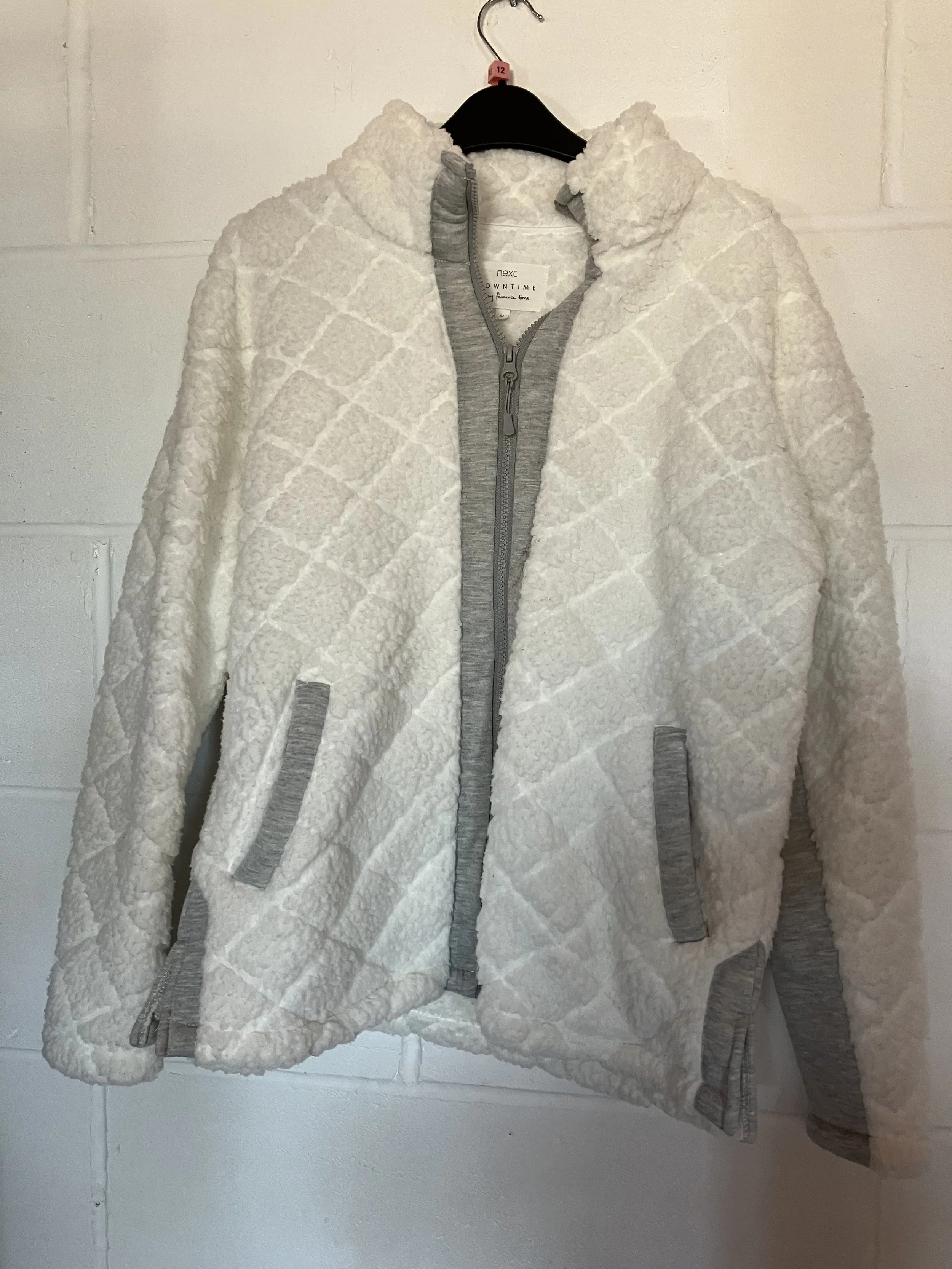 Ladies White and Grey Fleece Zip Up Jacket by Next