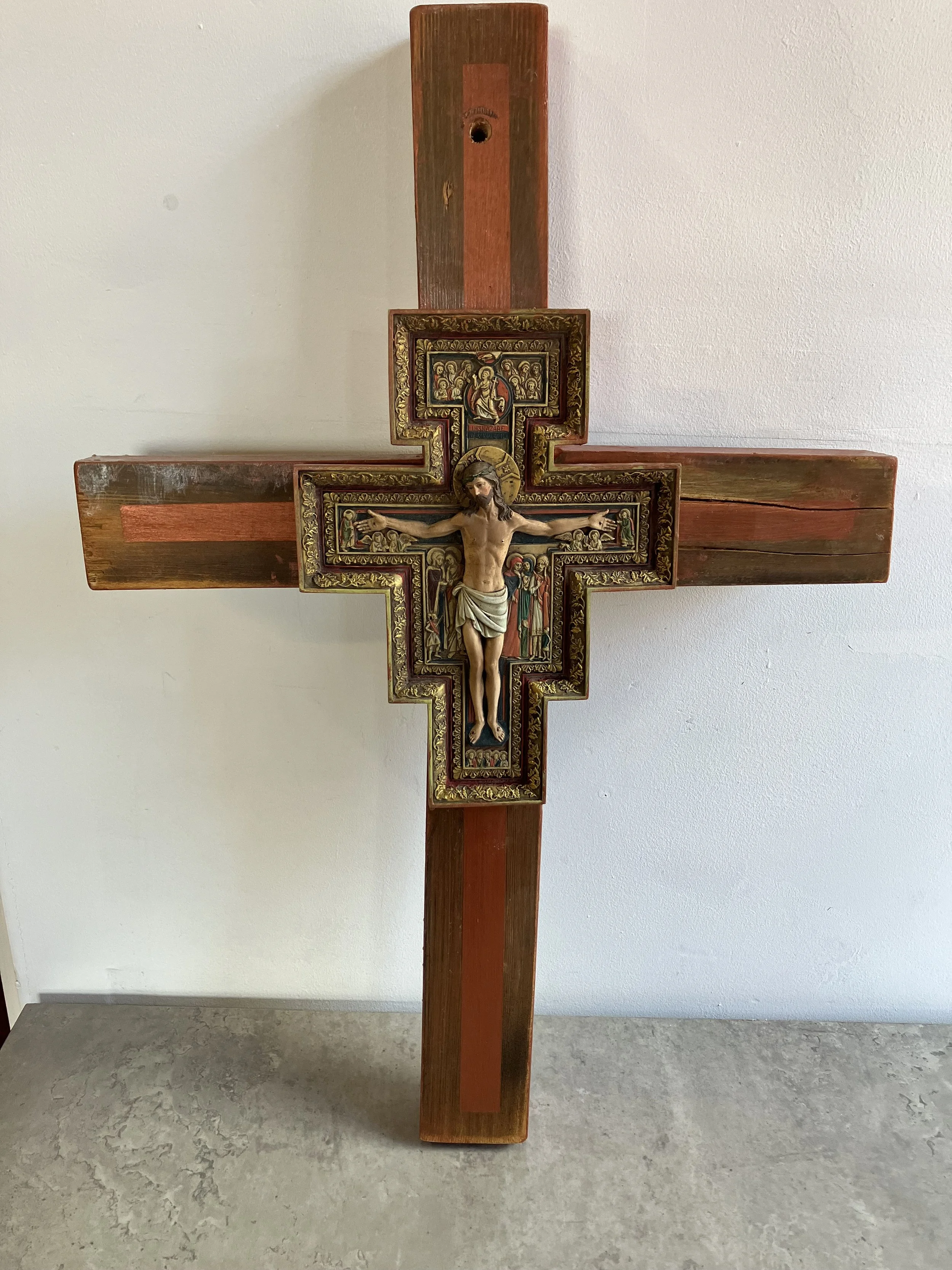 San Damiano Crucifix Mounted on Wooden Cross