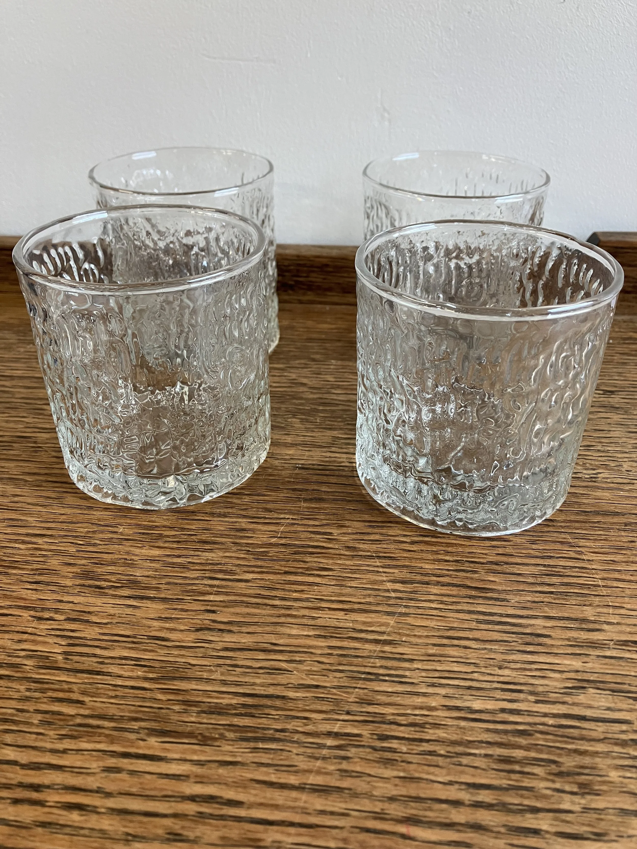 Set of Four Whitefriars Whiskey Tumblers in Glacier Pattern