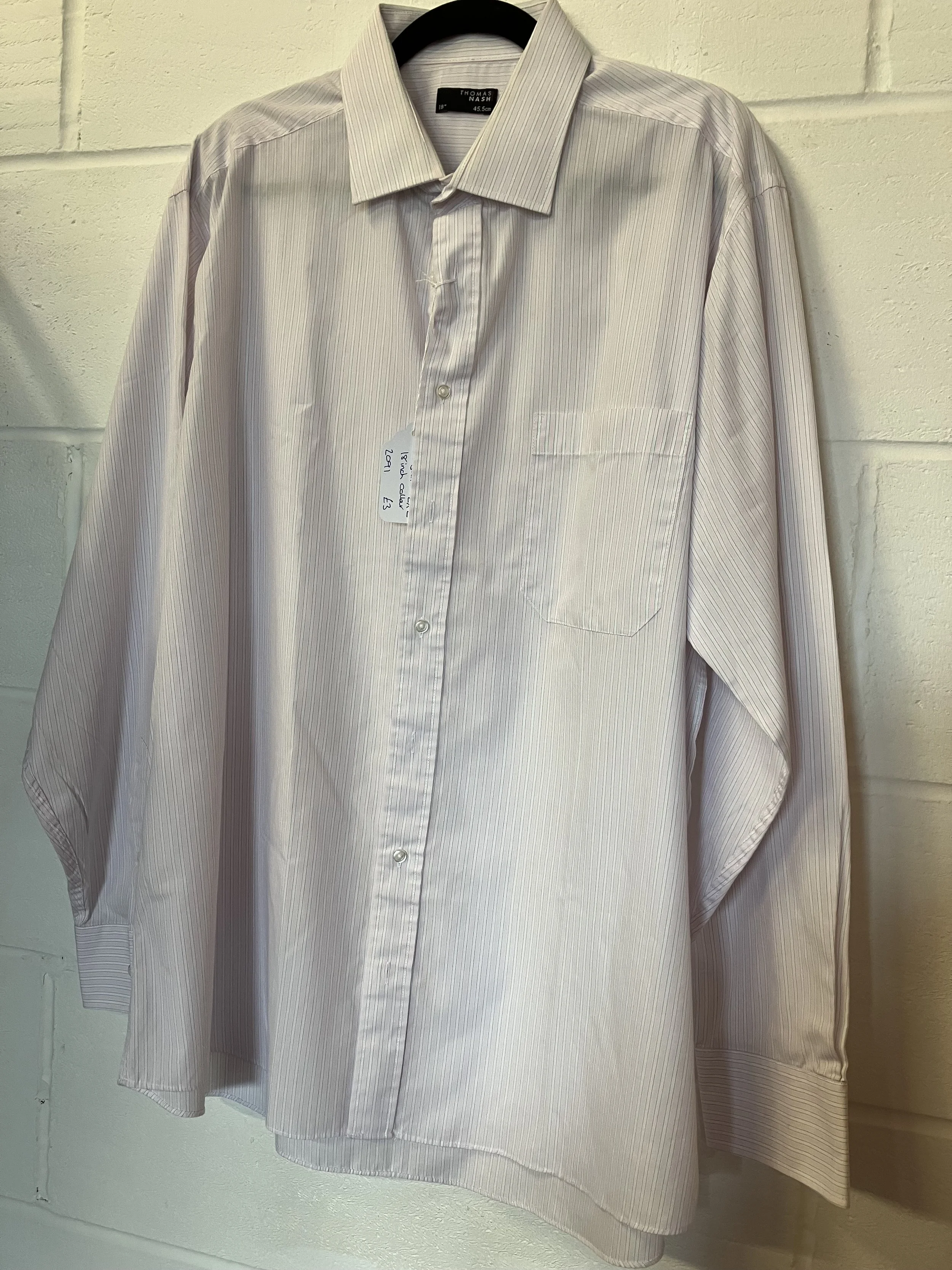 Debenhams Thomas Nash  Men's Striped White and Pale Pink Shirt