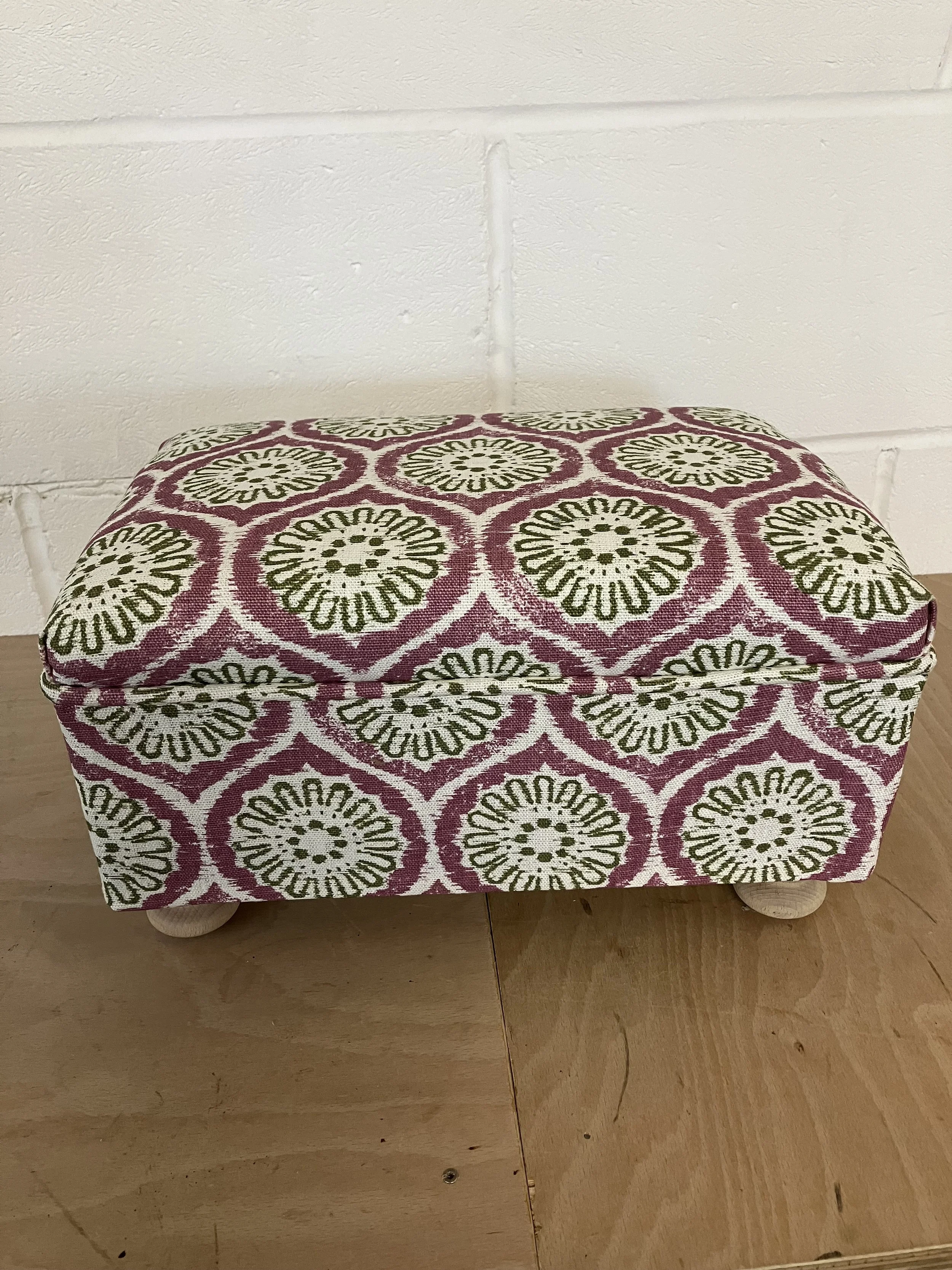 Small Rectangle Footstool Upholstered in Daisy Chain Fabric