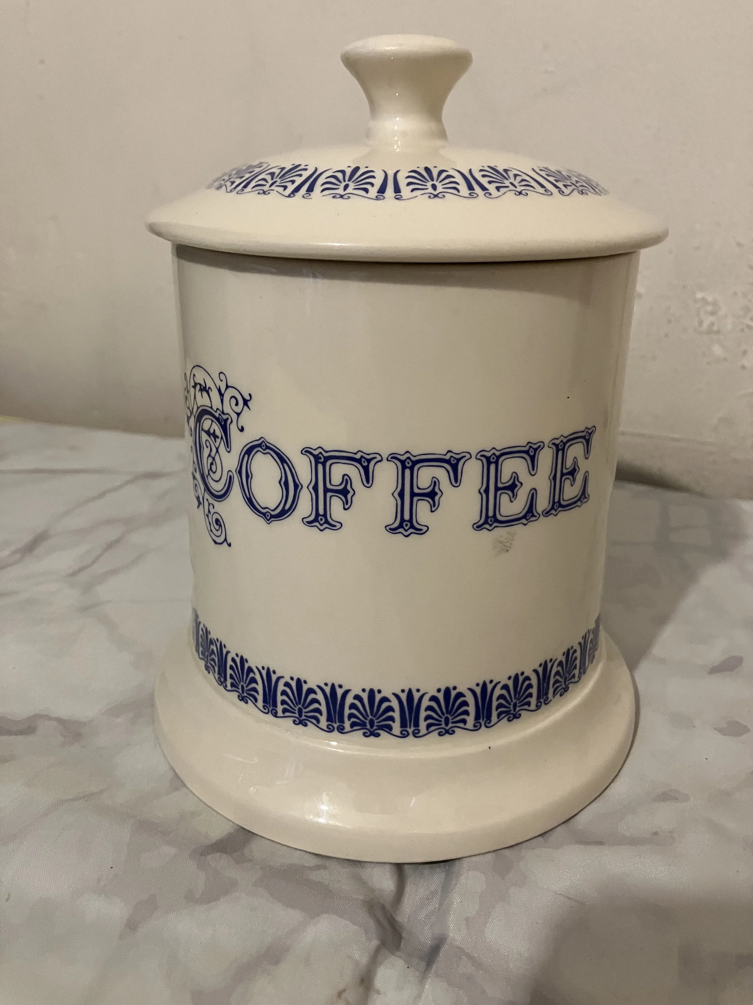 Medium 1930's Blue and Cream Coffee Cannister by Ditto