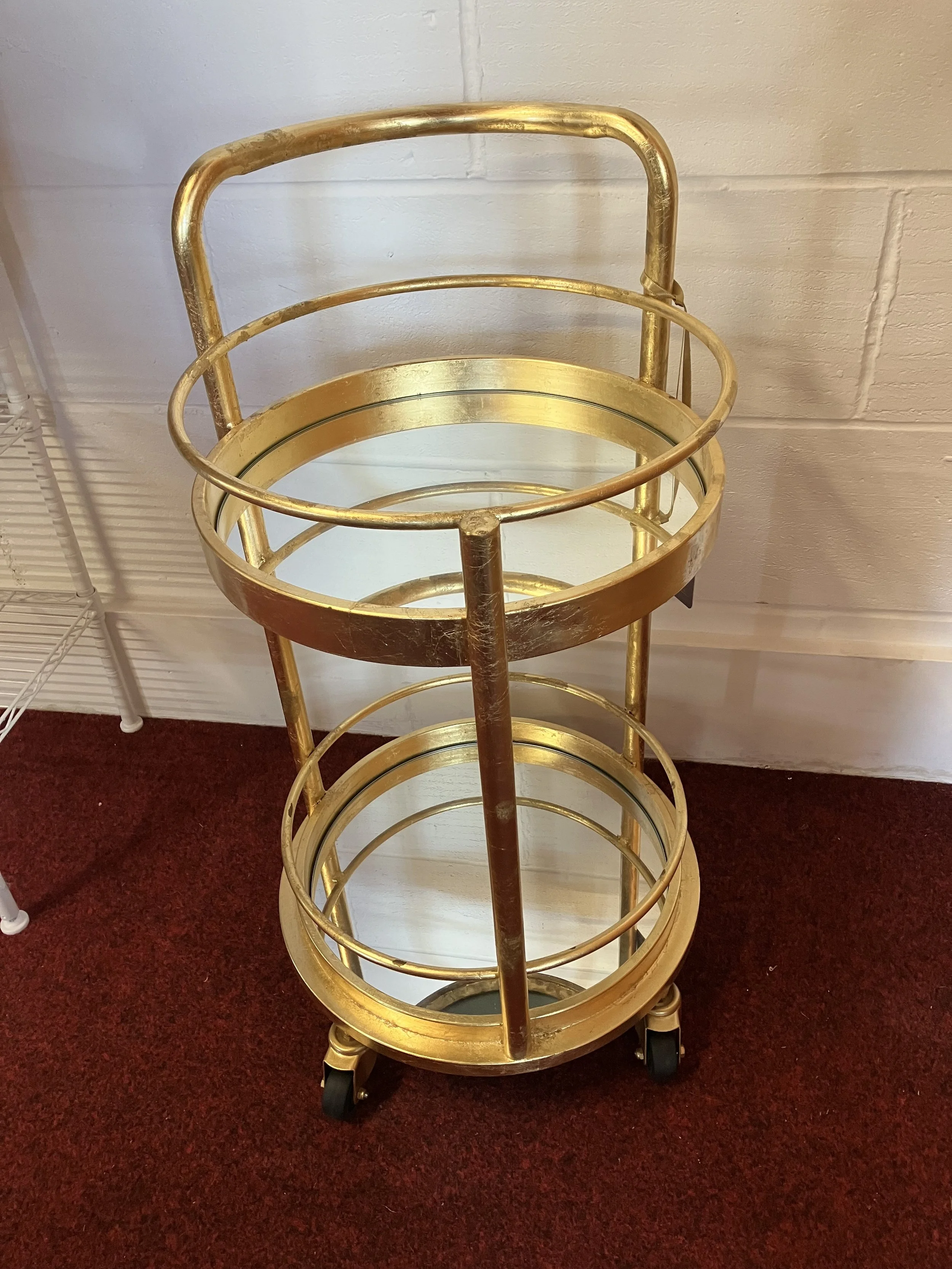 Loft 1850 Gold Distressed Metal Two Tier Drinks Trolley