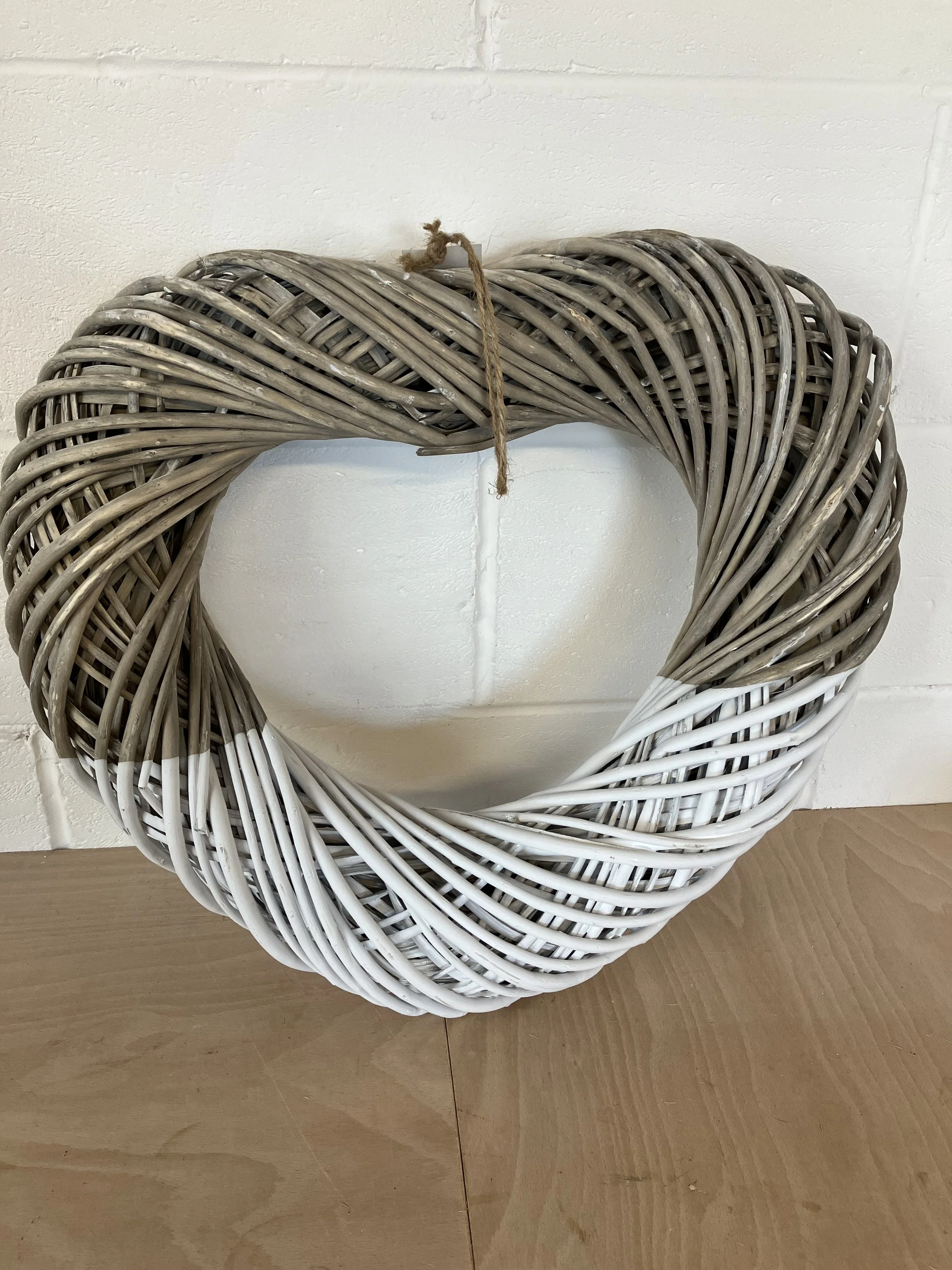 Large Chunky Natural and White Willow Hanging Heart by Marks and Spencer