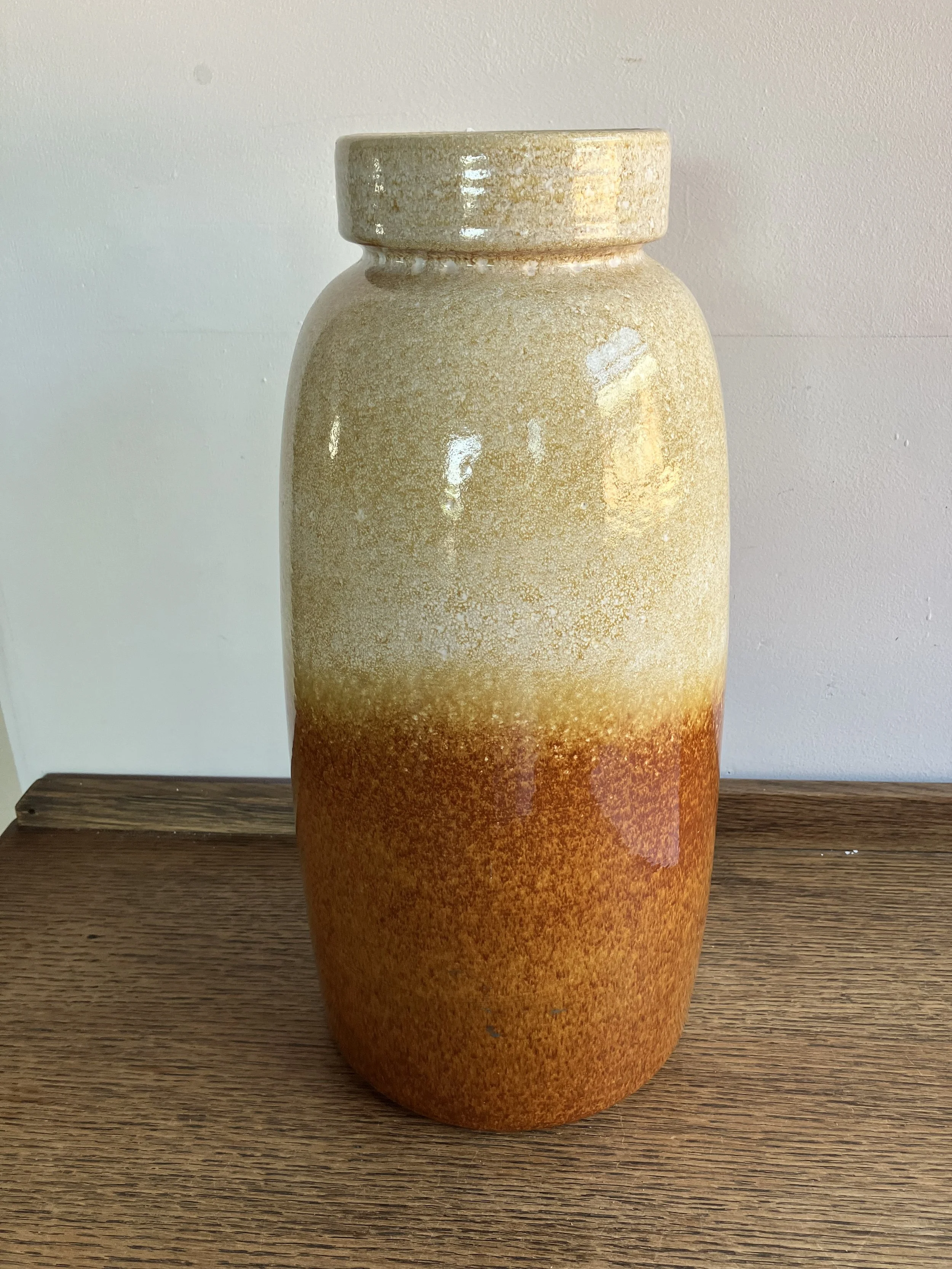 Large Ceramic Brown and Cream Speckled Effect West German Vase