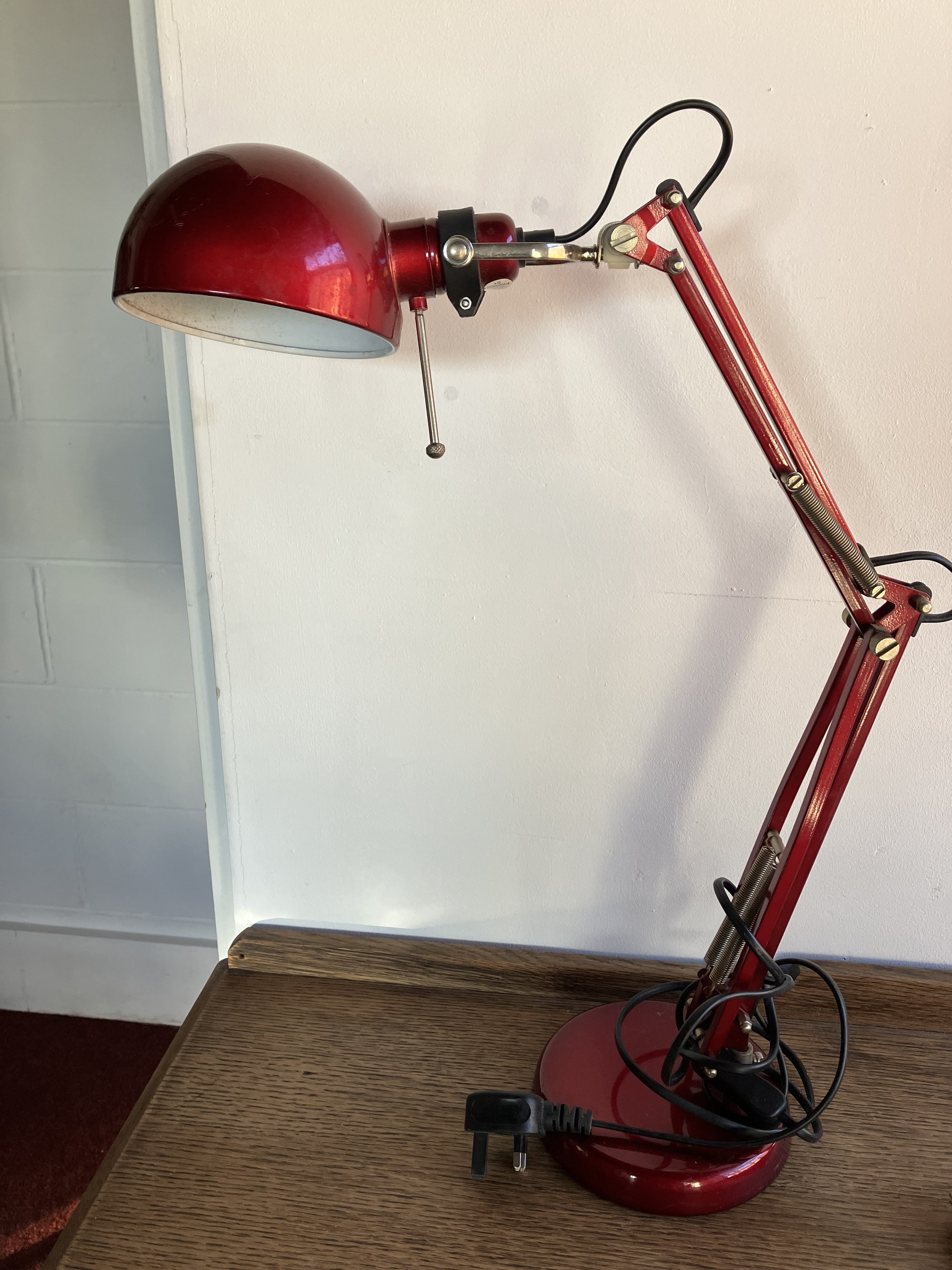 Ikea Forsa Red Metal Anglepoise Style Desk Lamp