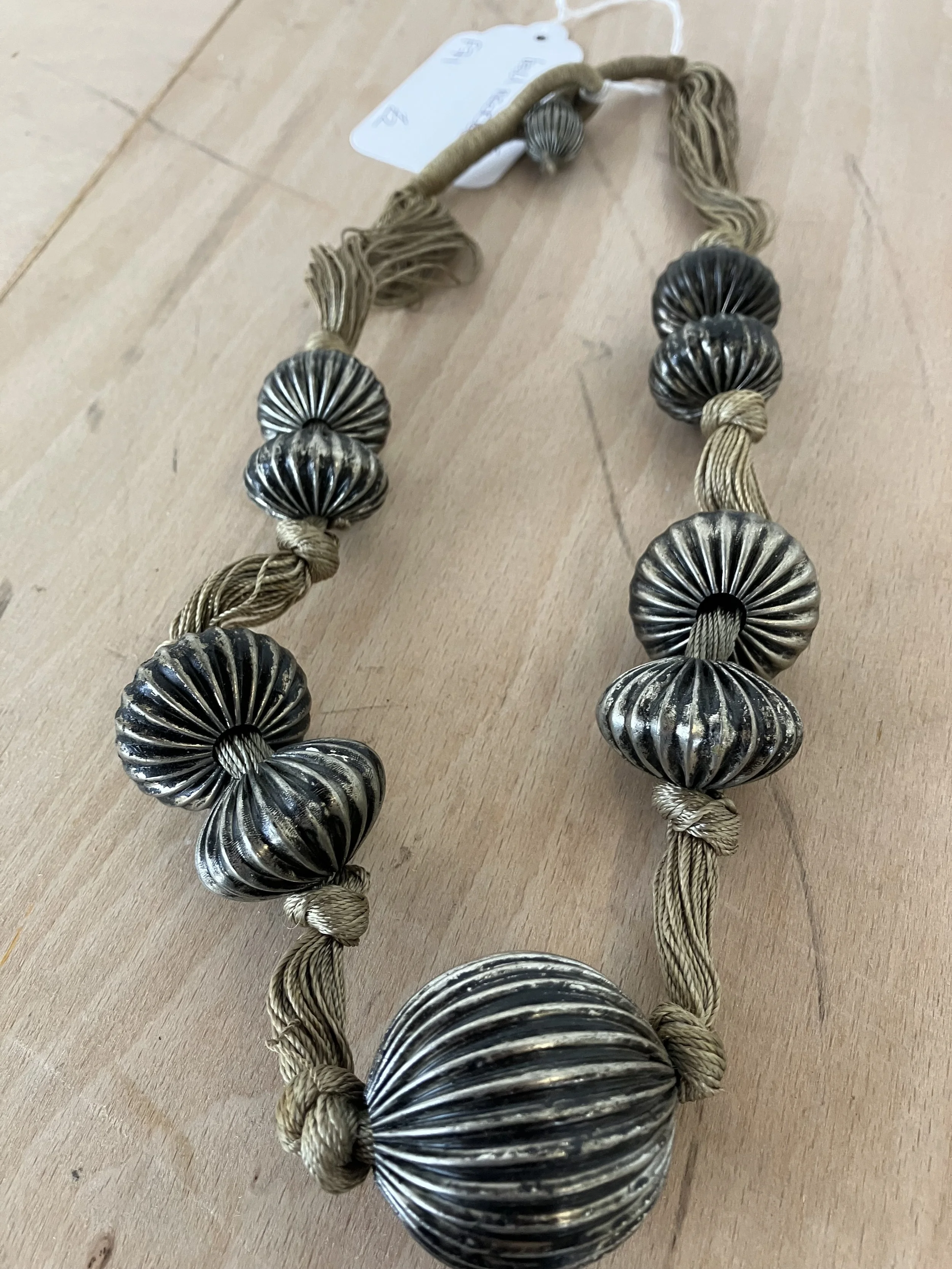 Gold Coloured Braid Necklace with Ball Decoration