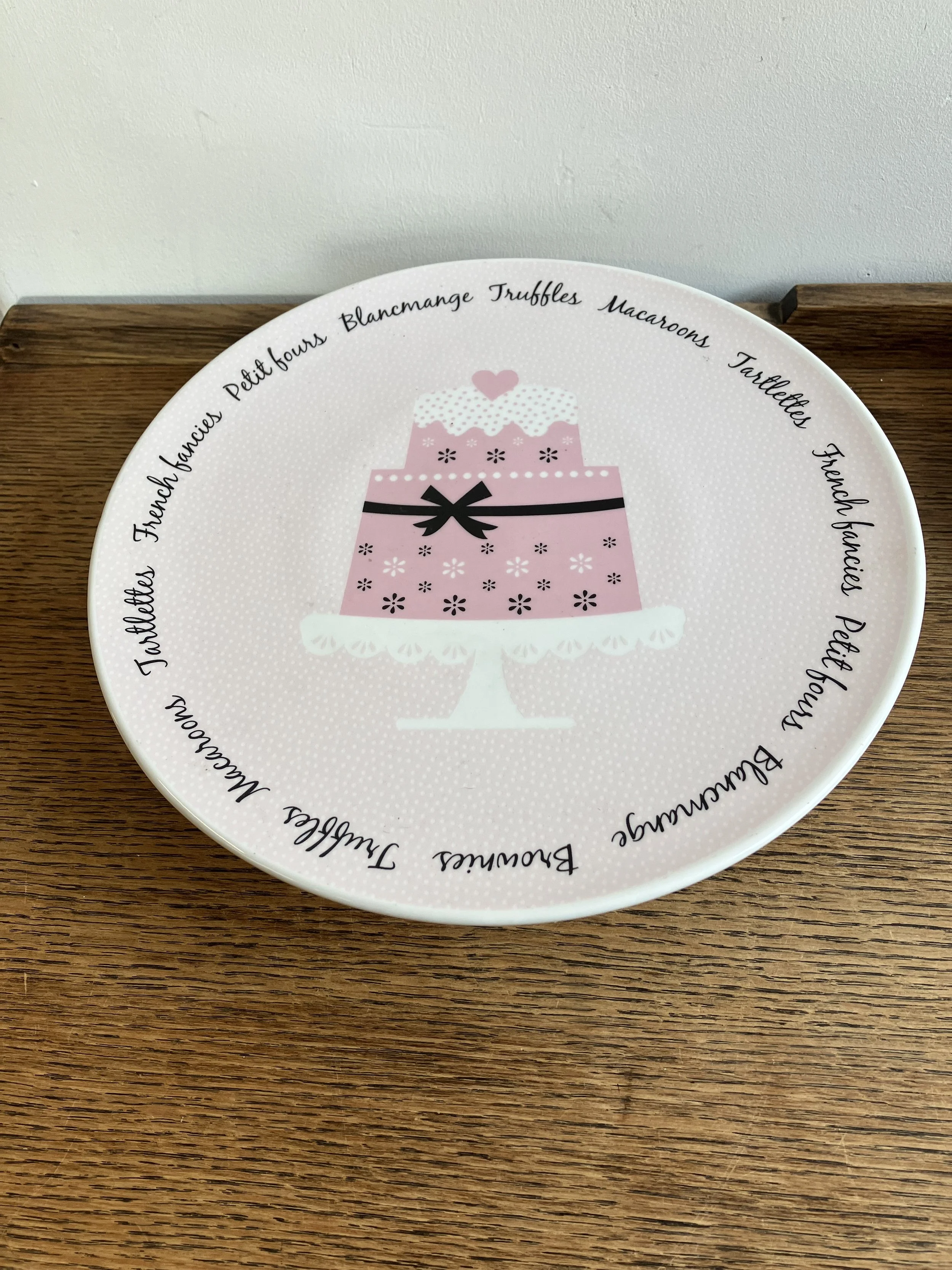 Pink and White Ceramic Cake Stand with Pedestal Base