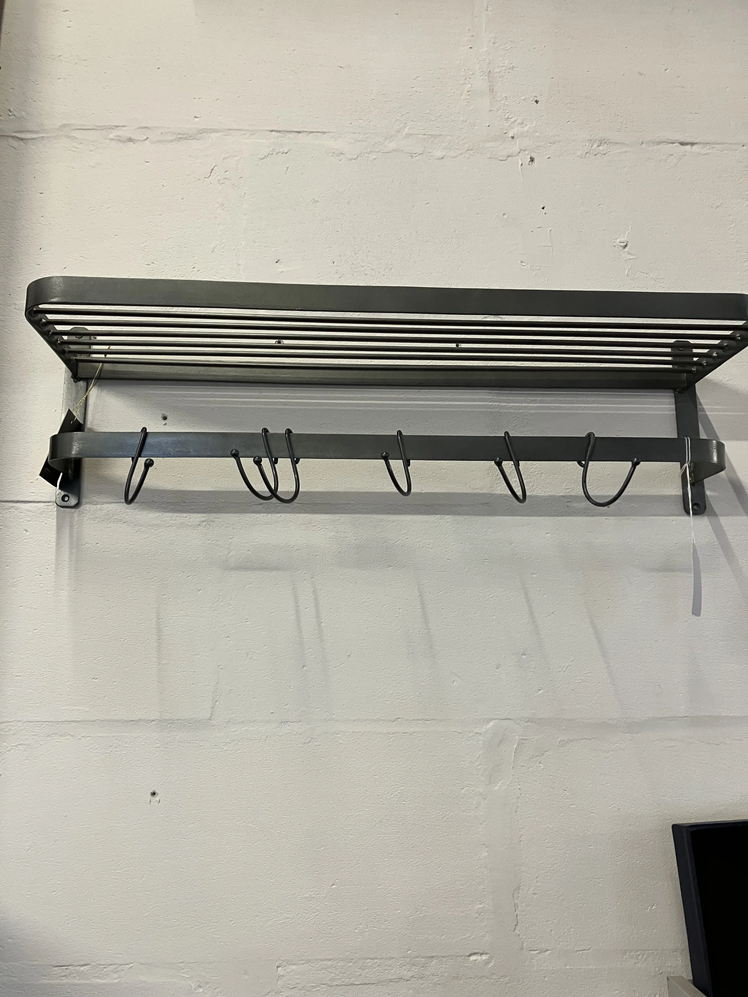 Loft 1850 Wall Mounted Brushed Steel Coat Rack with Shelf