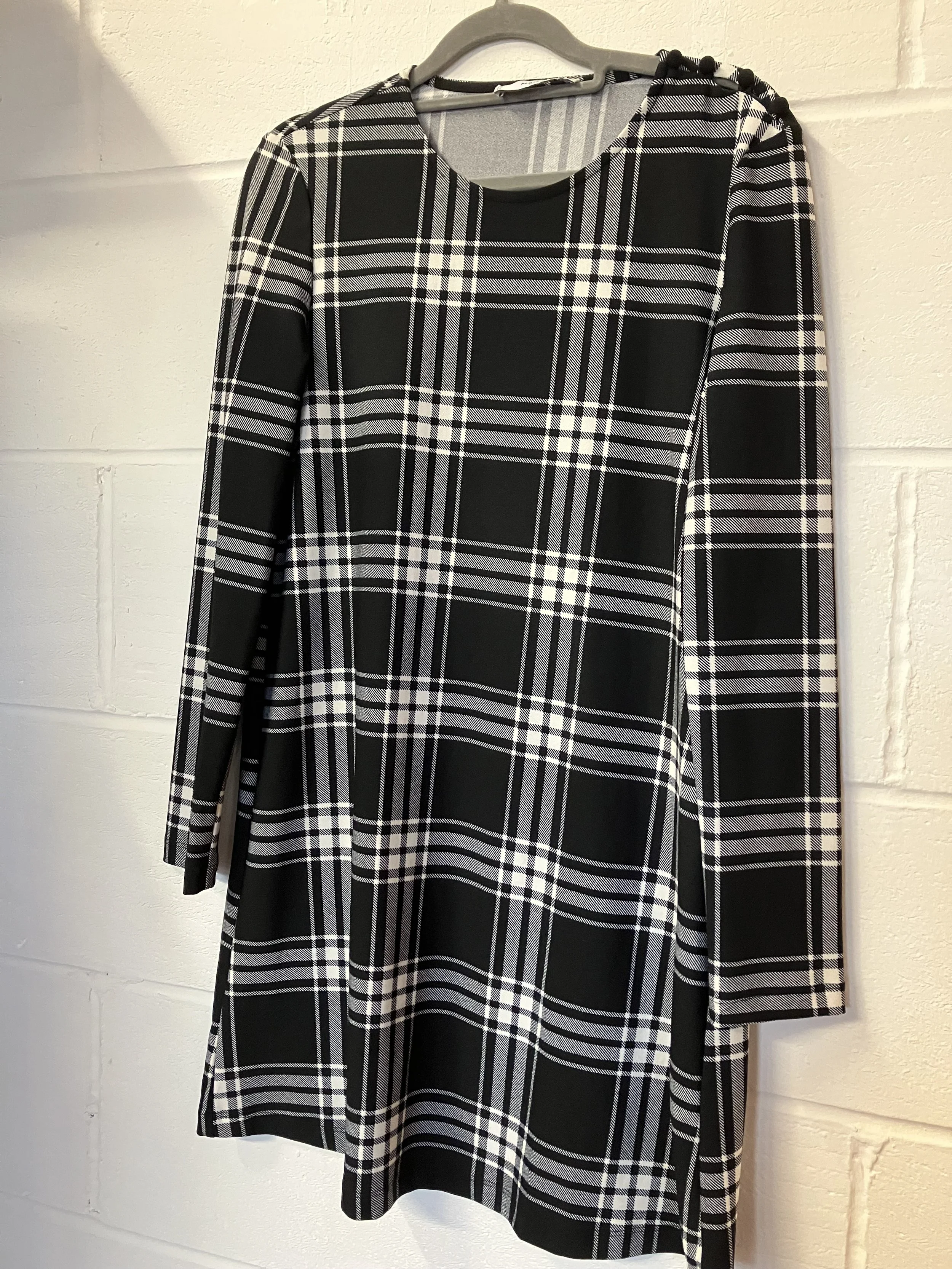 Mango Black and White Tartan Pattern Shift Dress