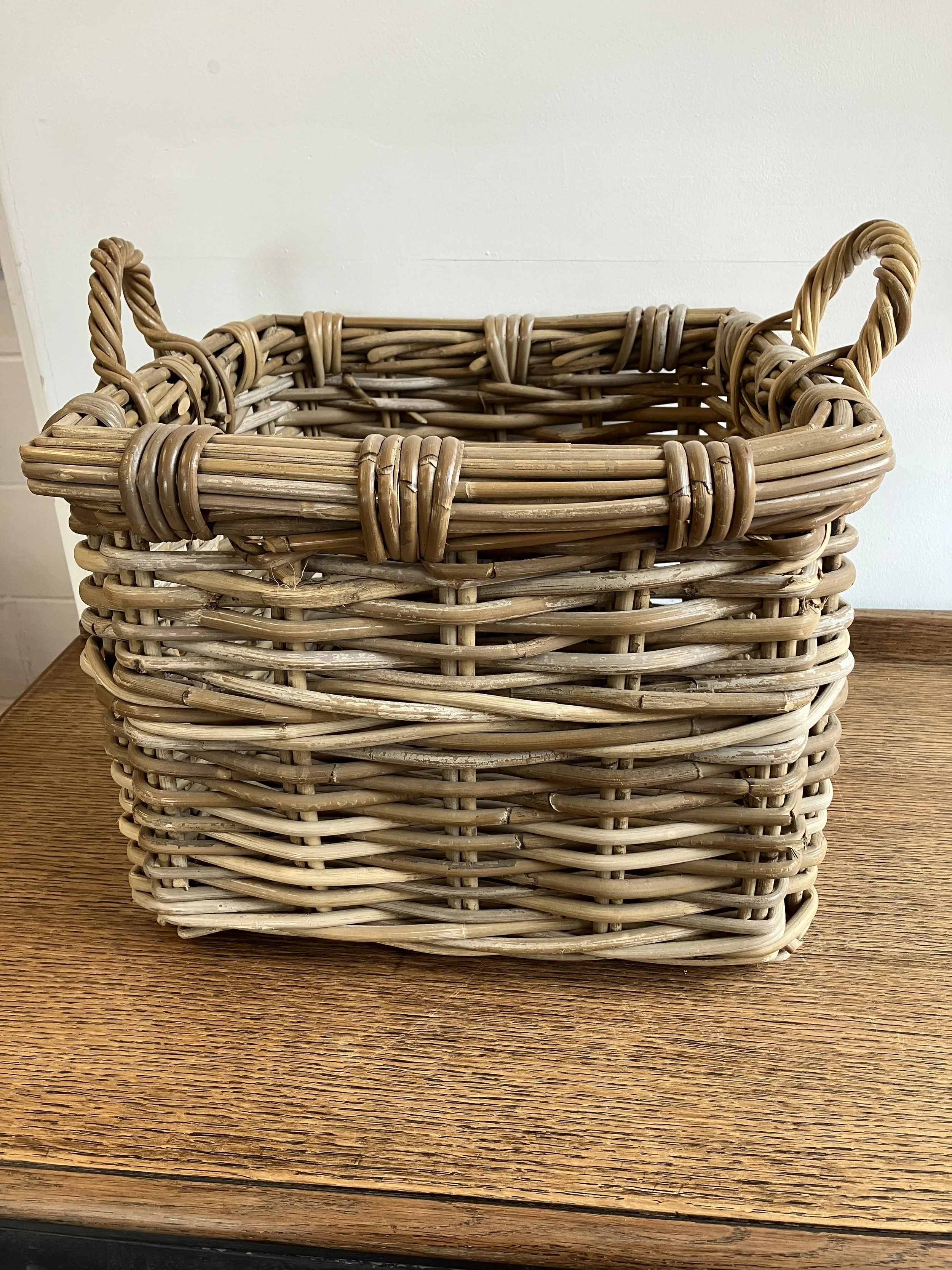 Chunky Square Woven Wicker Log Basket