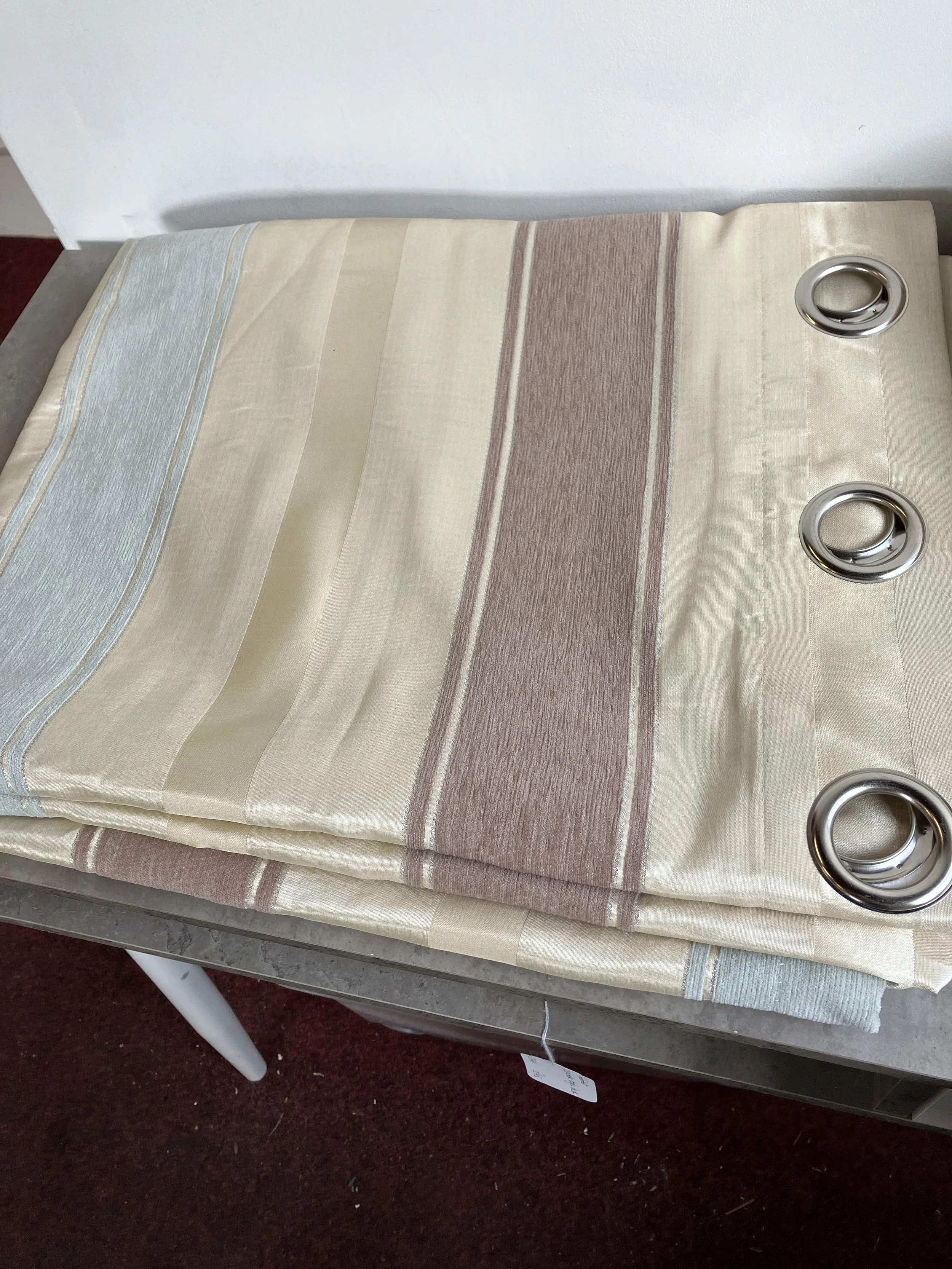 Pair of Long Striped Curtains with Eyelets by Sundour