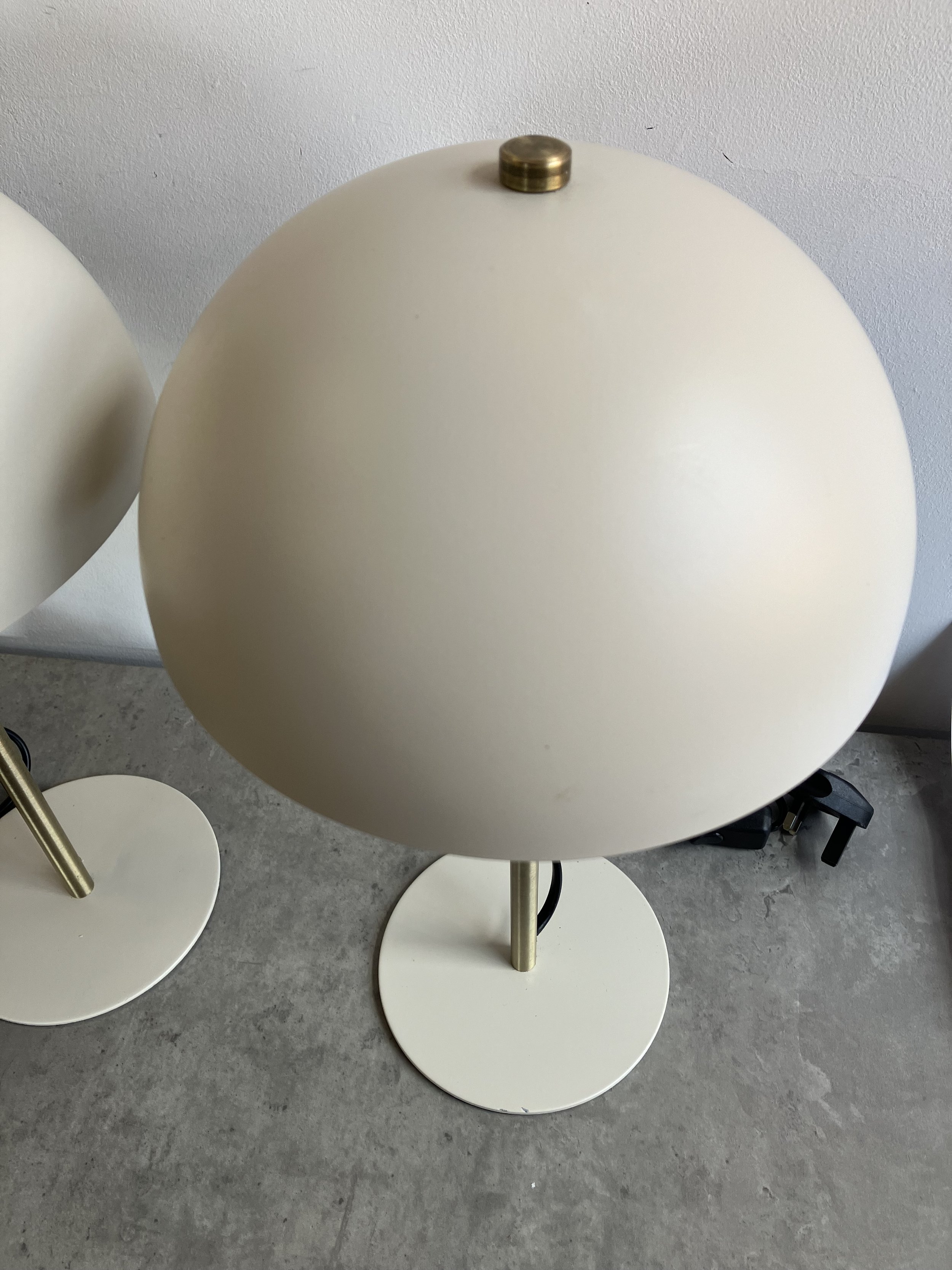 Pair of Cream Metal Mushroom Shaped Table Lamps by The Lighting Company