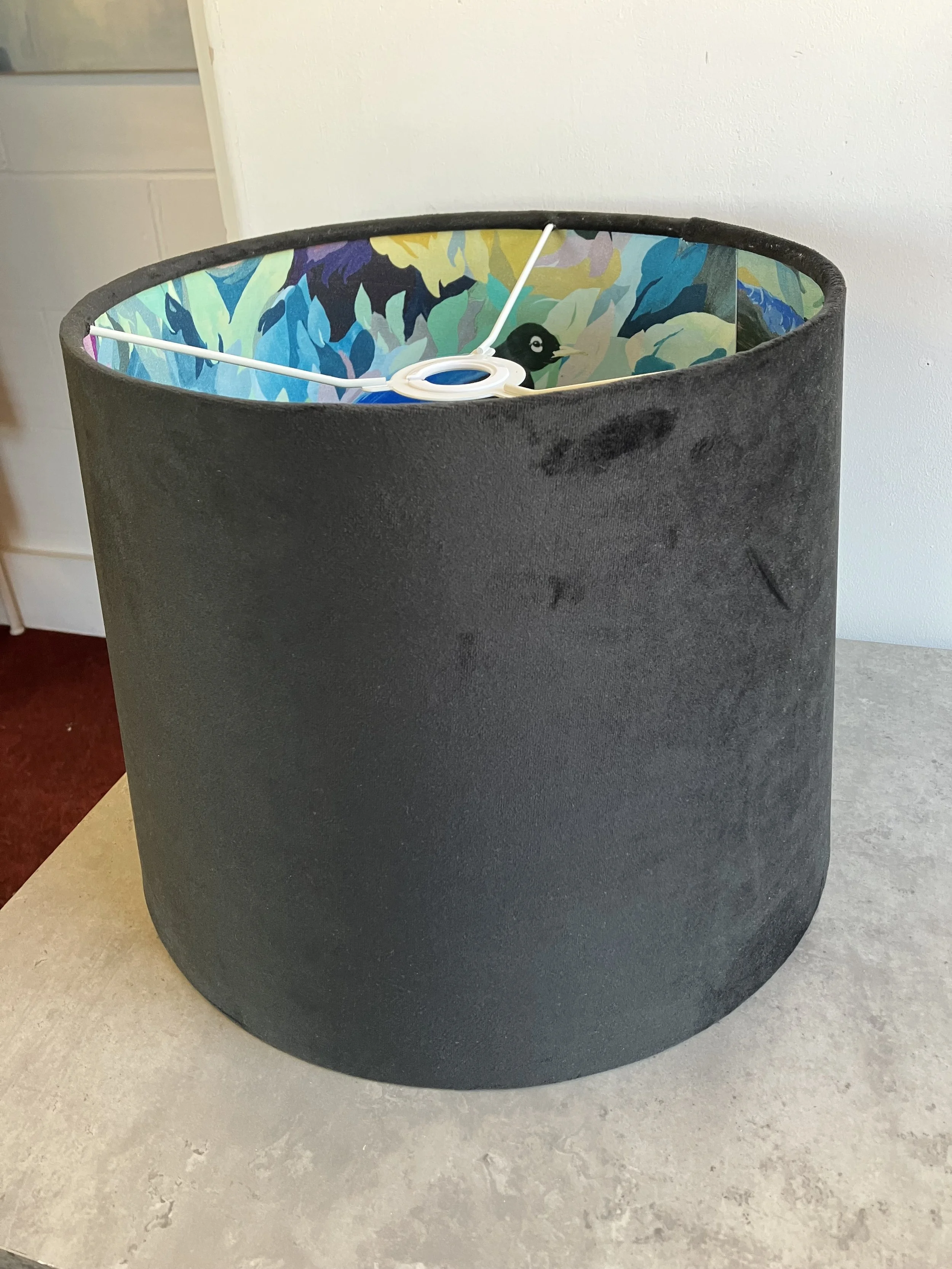 Drum Shaped Black Velvet Lamp / Ceiling Shade