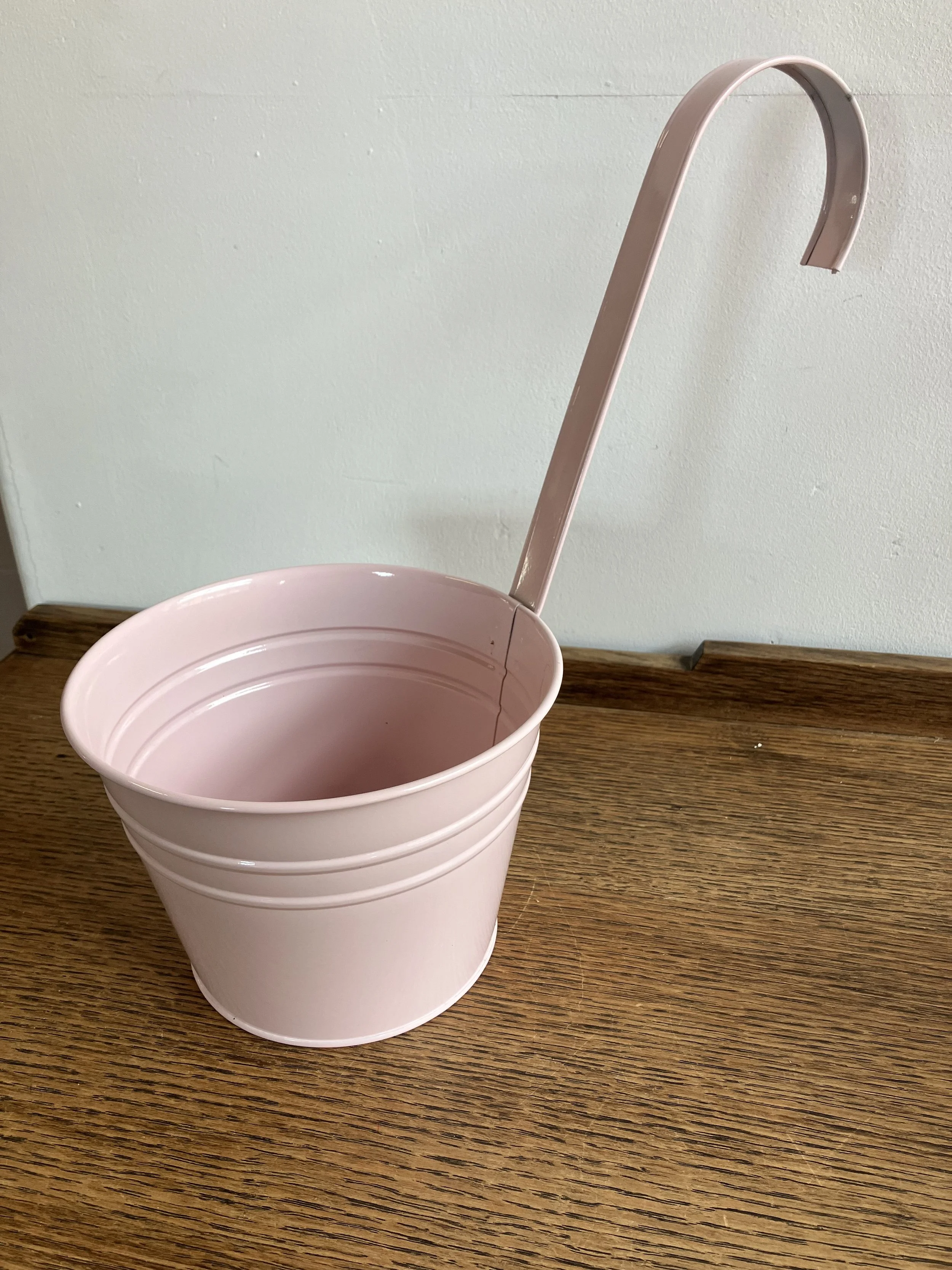 Pale Pink Metal Wall Hanging Planter with Hook