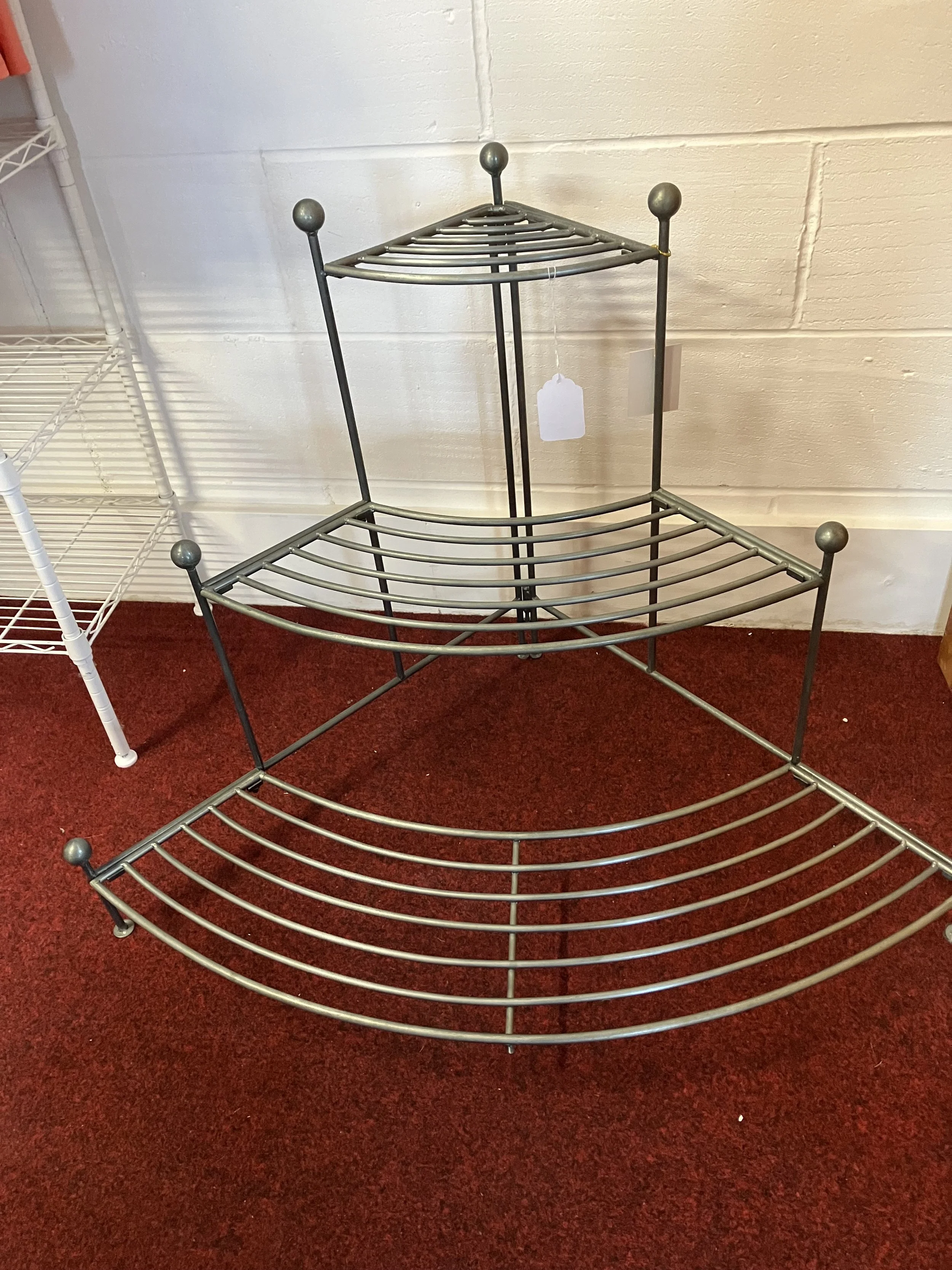 Loft 1850 Brushed Steel Three Tier Corner Plant Stand