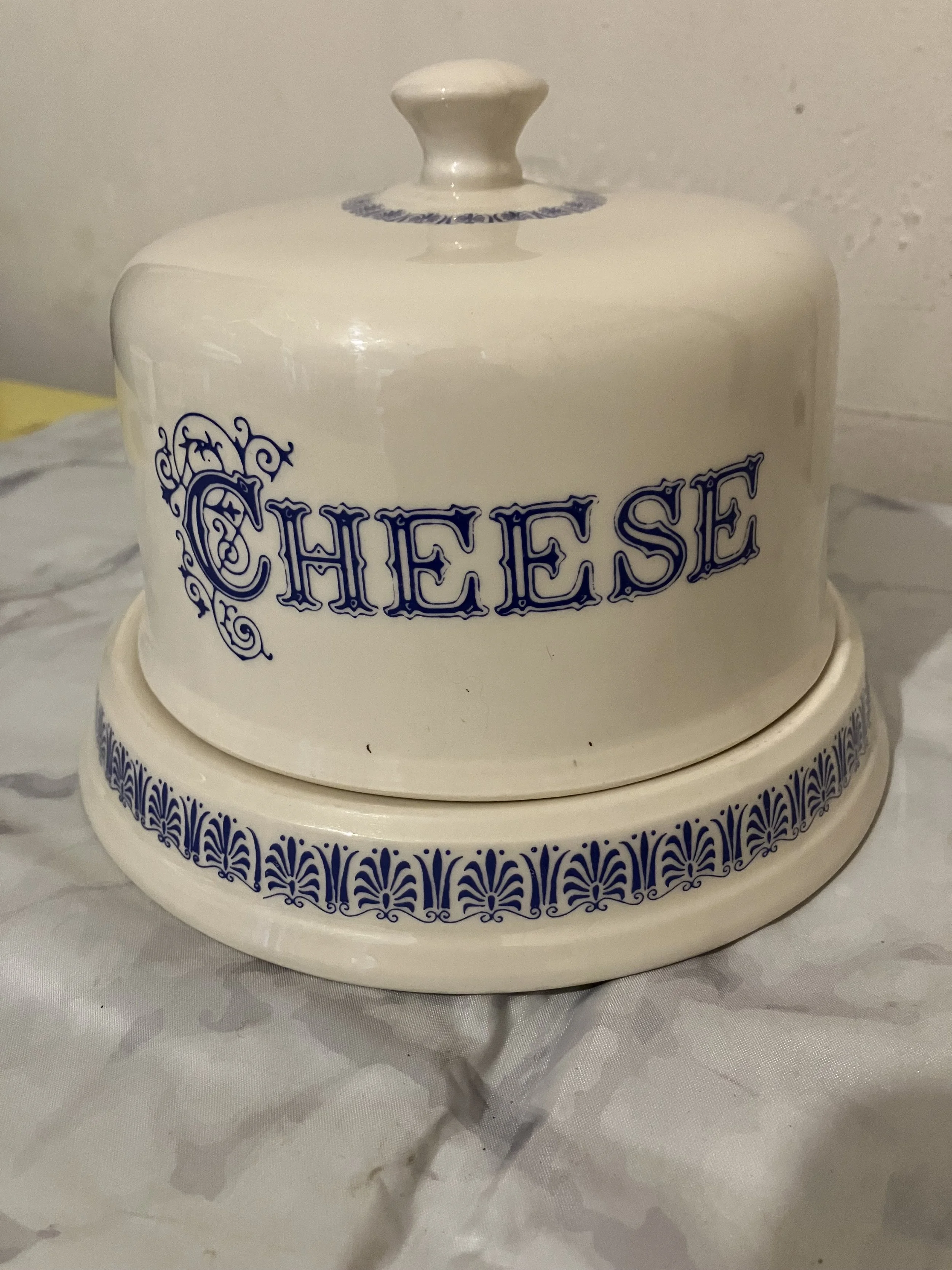 Small 1930's Cream and Blue Cheese Dome with Plate by Ditto