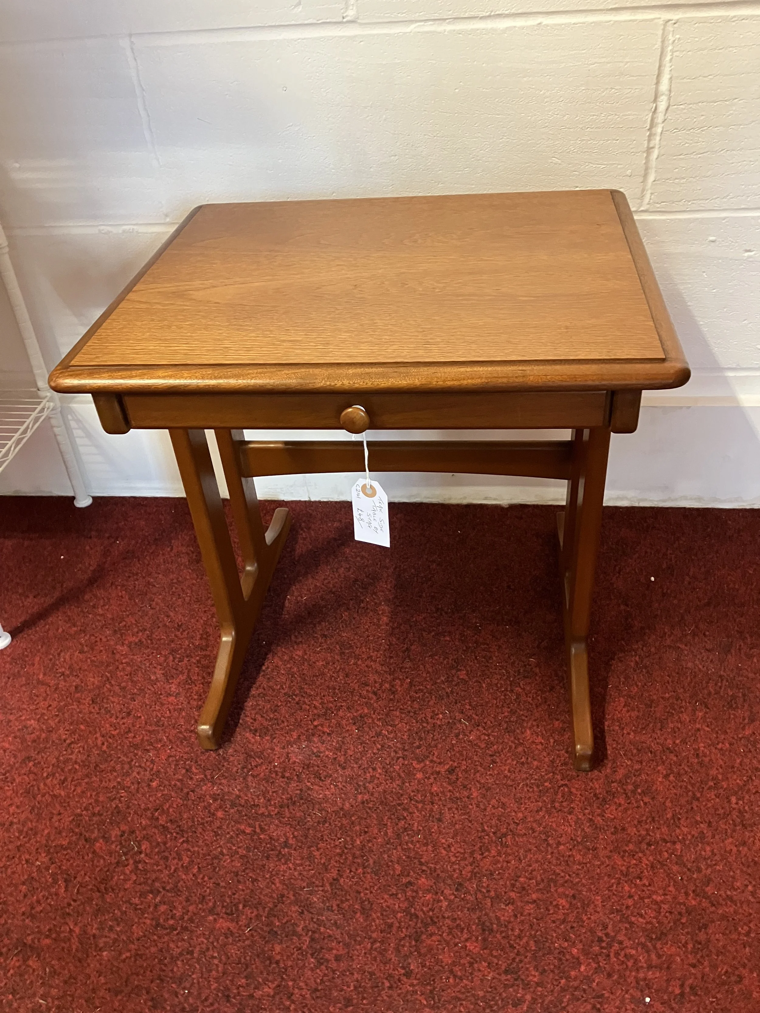 Teak Side Table with Pull Out Extension by Stag