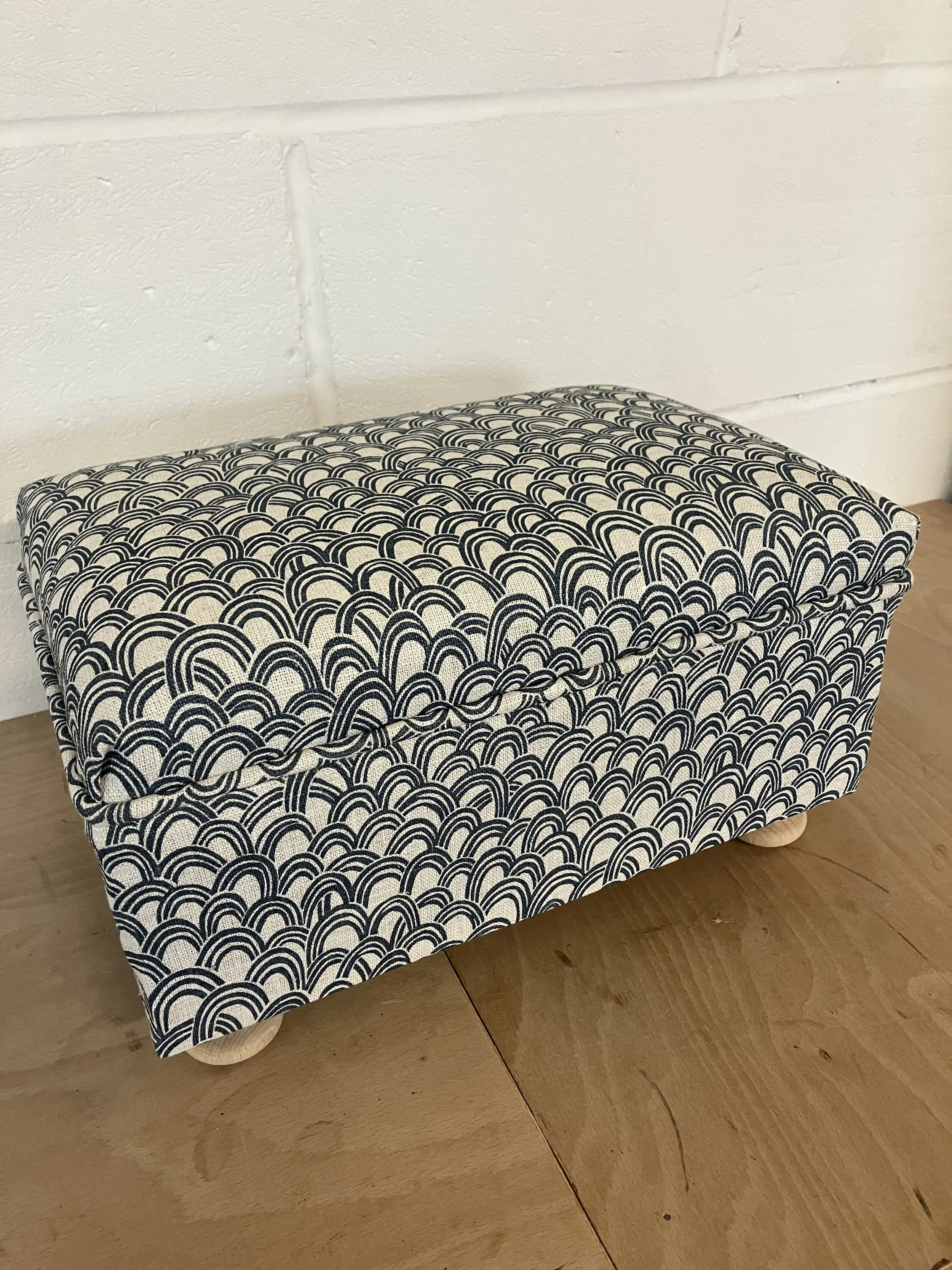 Small Rectangle Footstool Upholstered in Baya Fabric