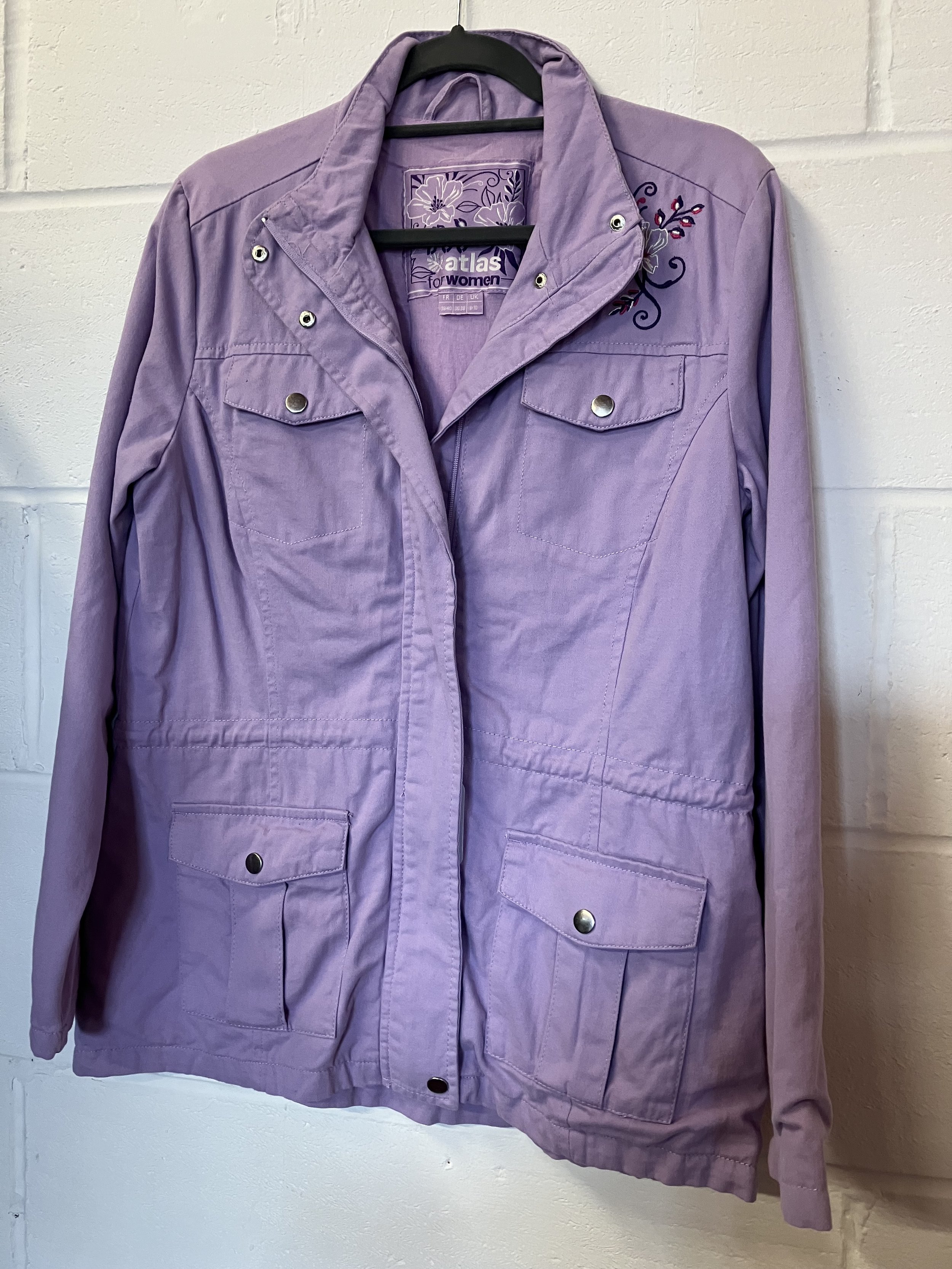 Atlas for Women Lilac Coloured Cotton Jacket with Embroidery Detail