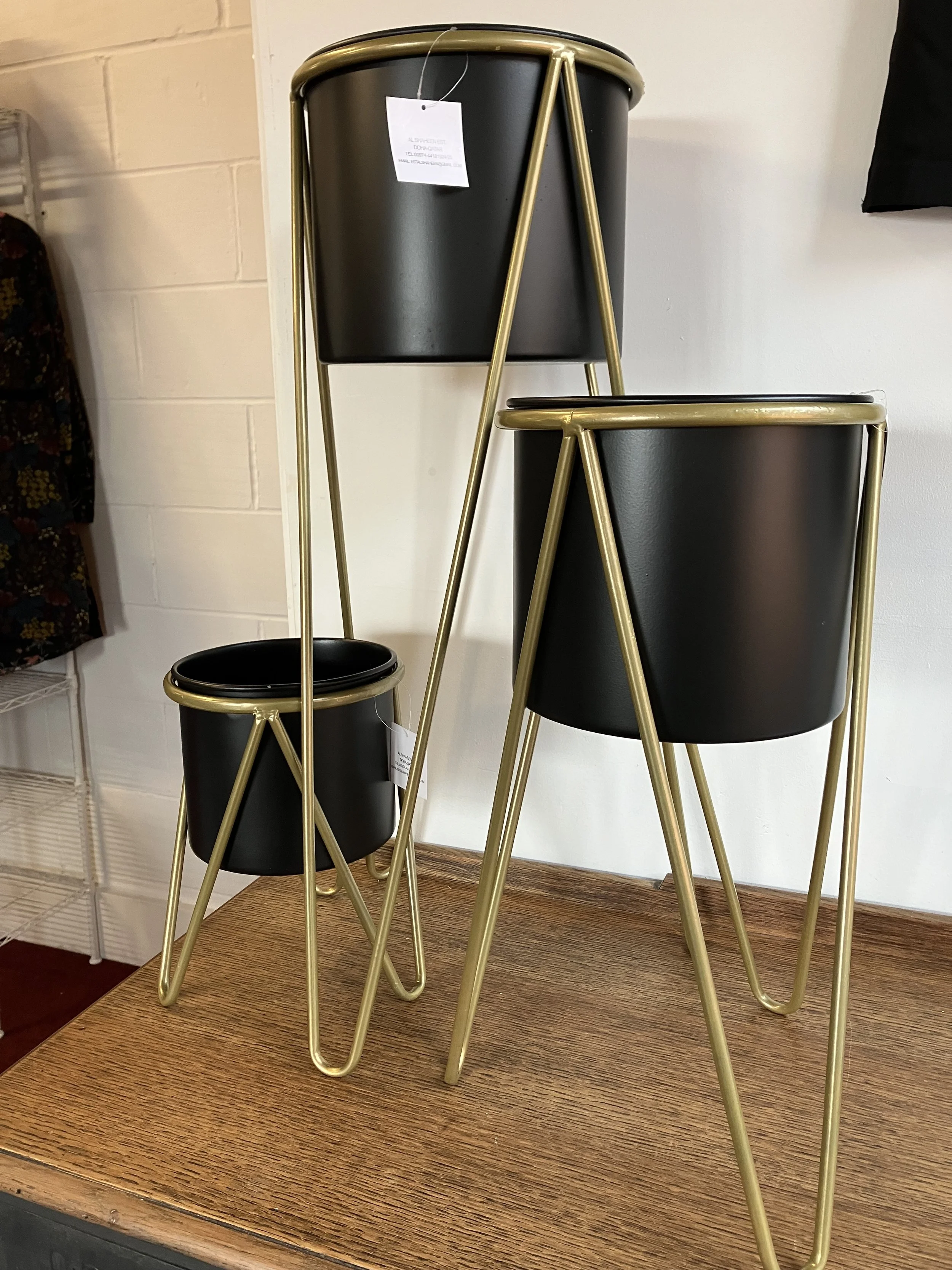 Garden Stall Set of Three Gold Coloured Metal Plant Pot Holders