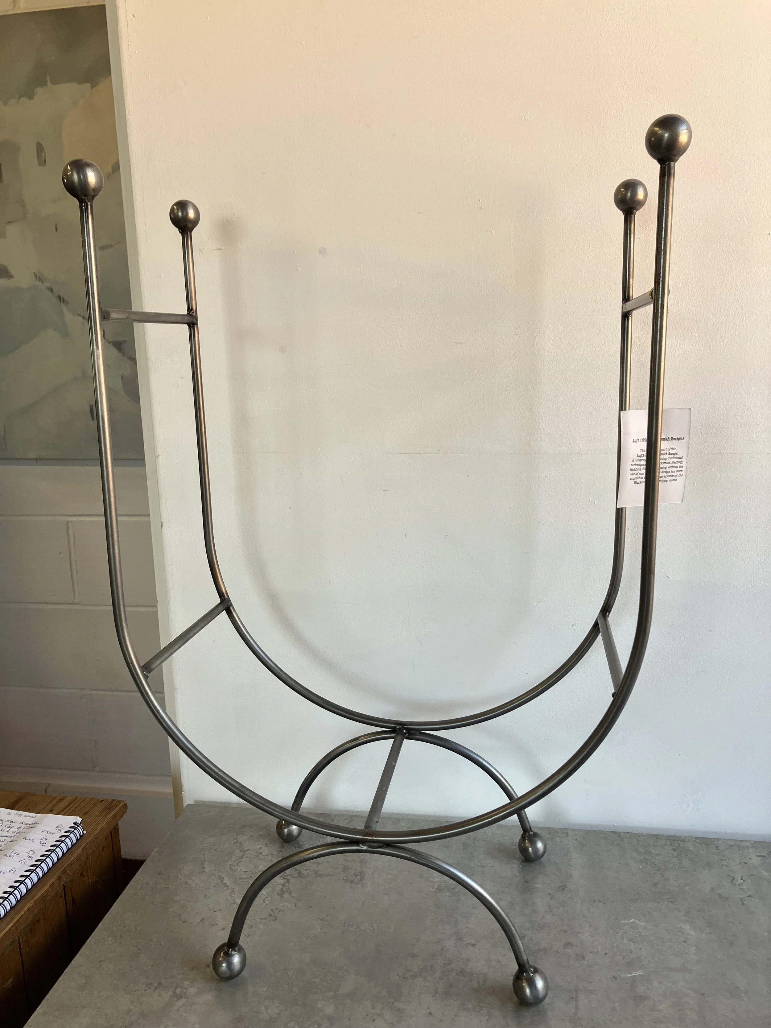 Loft 1850 Brushed Steel Tall Curved Log Holder