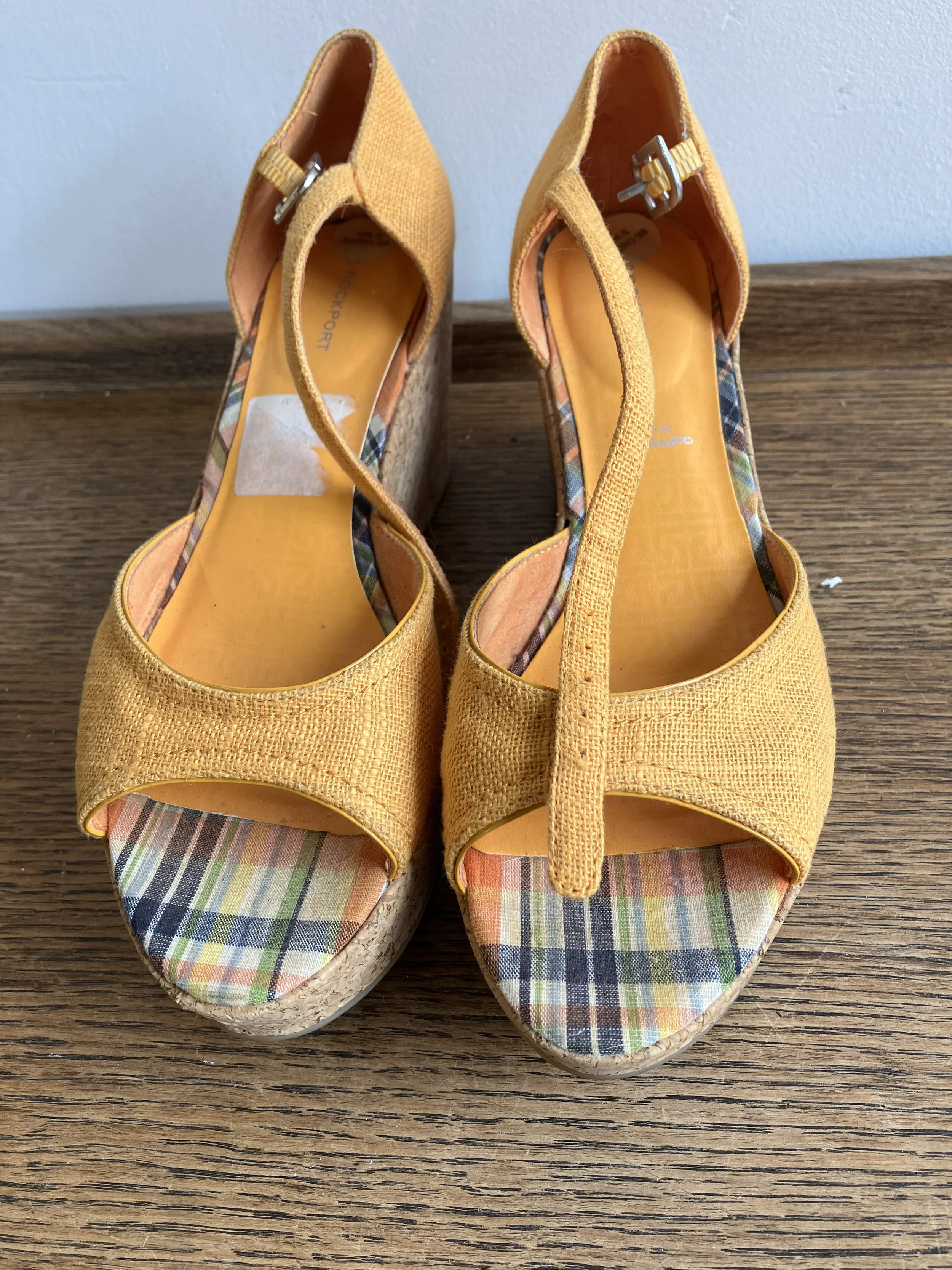 Rockport Orange Sandals with Cork Wedge Heels